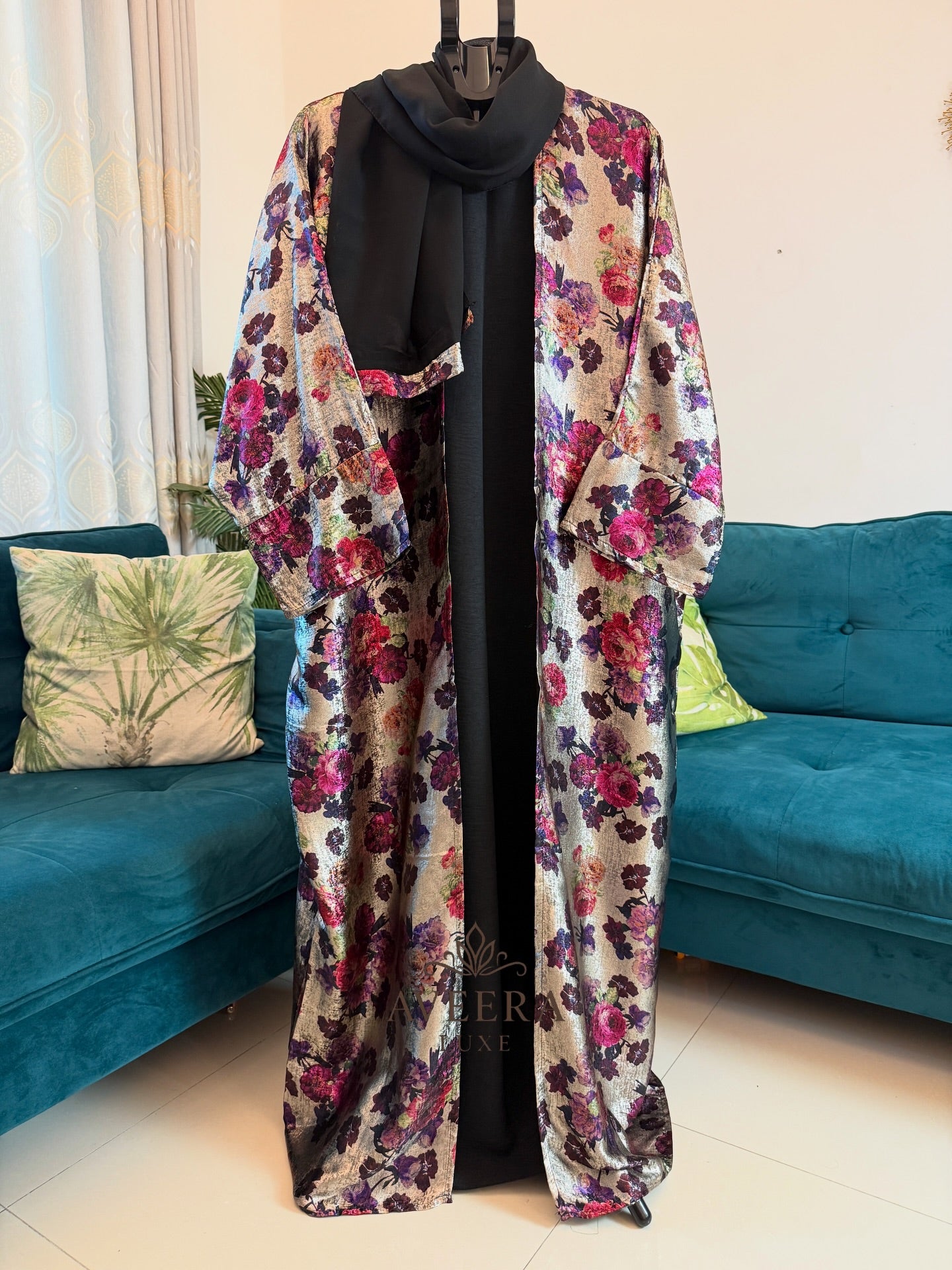 Premium Floral Metallic Abaya