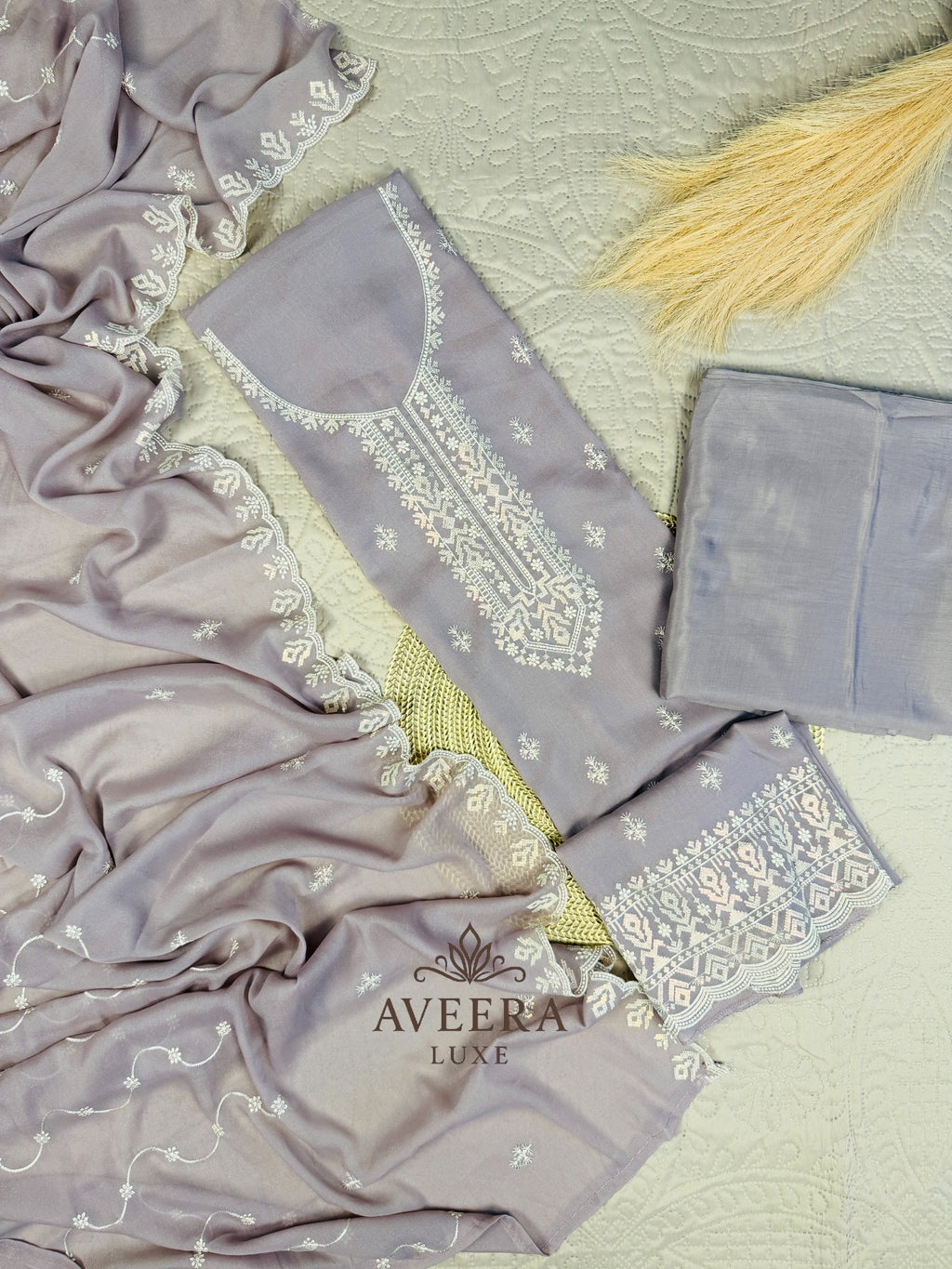 Embroidered Korean Georgette 3-Piece Festive Suit