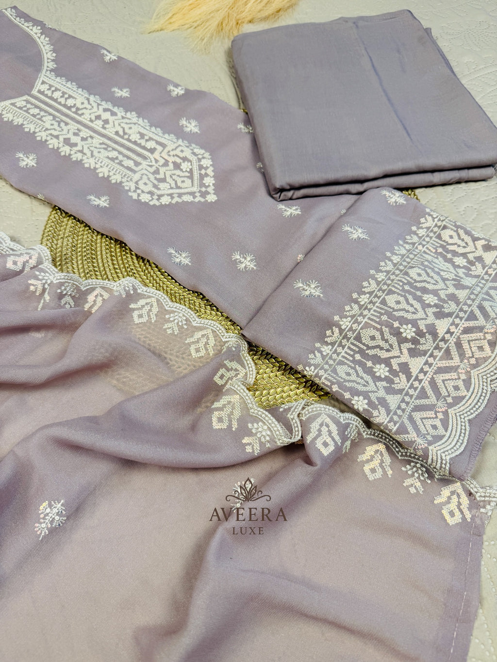 Embroidered Korean Georgette 3-Piece Festive Suit
