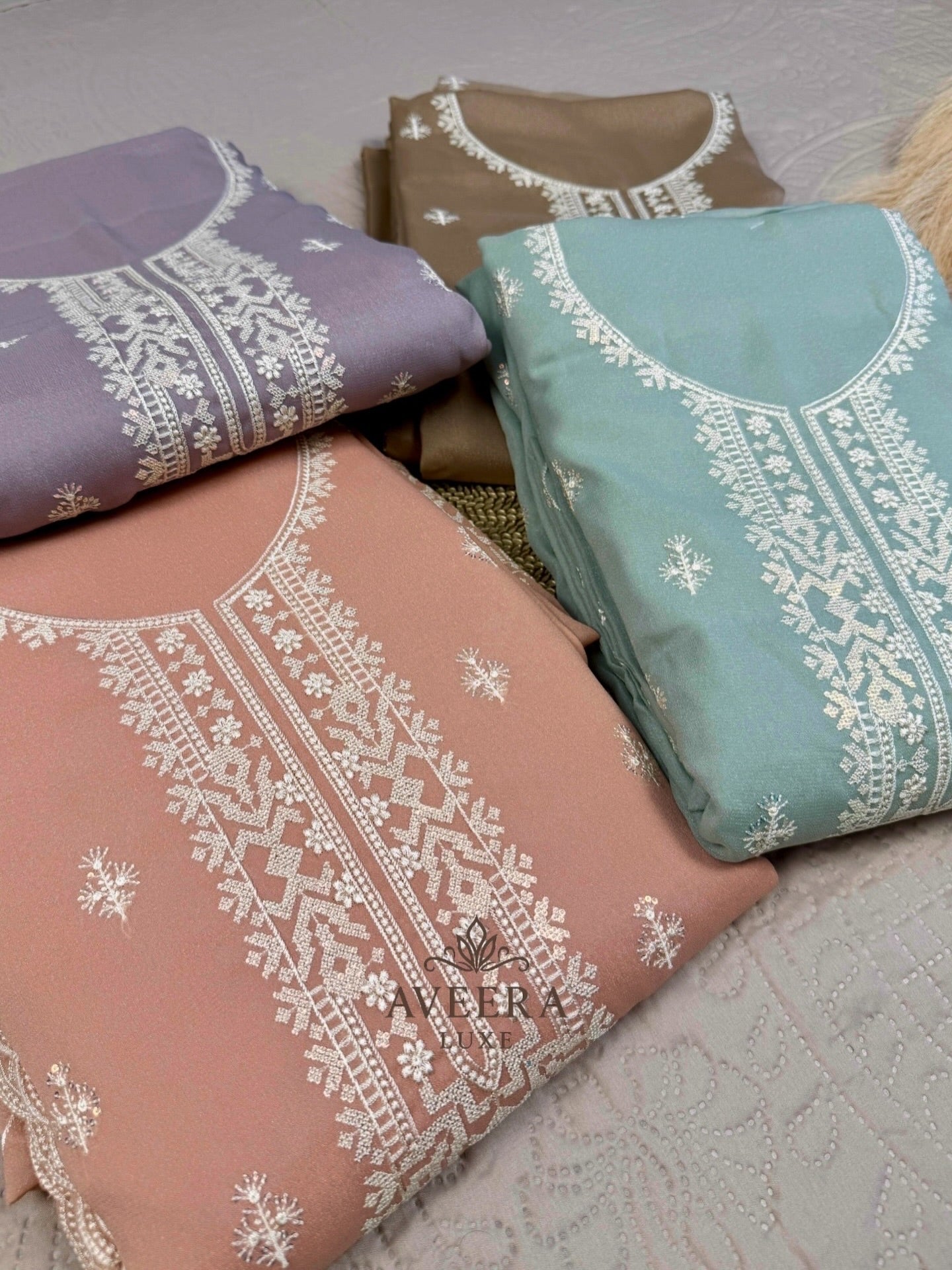 Embroidered Korean Georgette 3-Piece Festive Suit