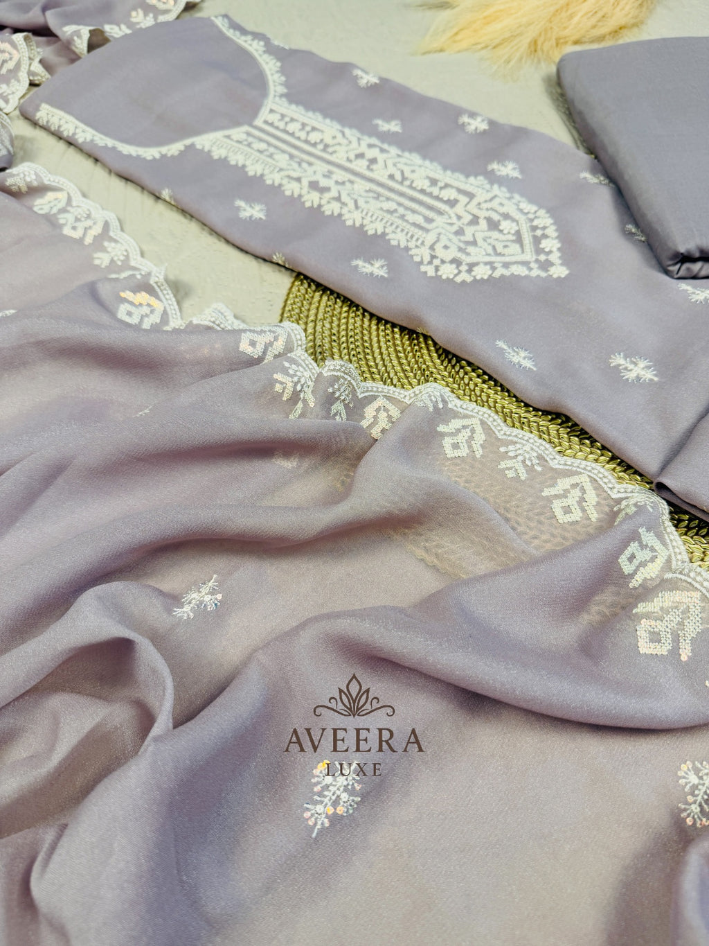 Embroidered Korean Georgette 3-Piece Festive Suit