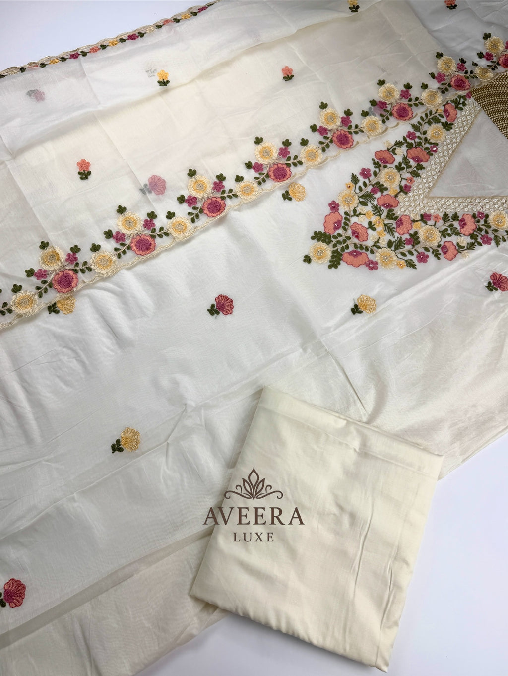 EID ARRIVALS - Festive Wear Unstitched Floral Embroidered Chanderi