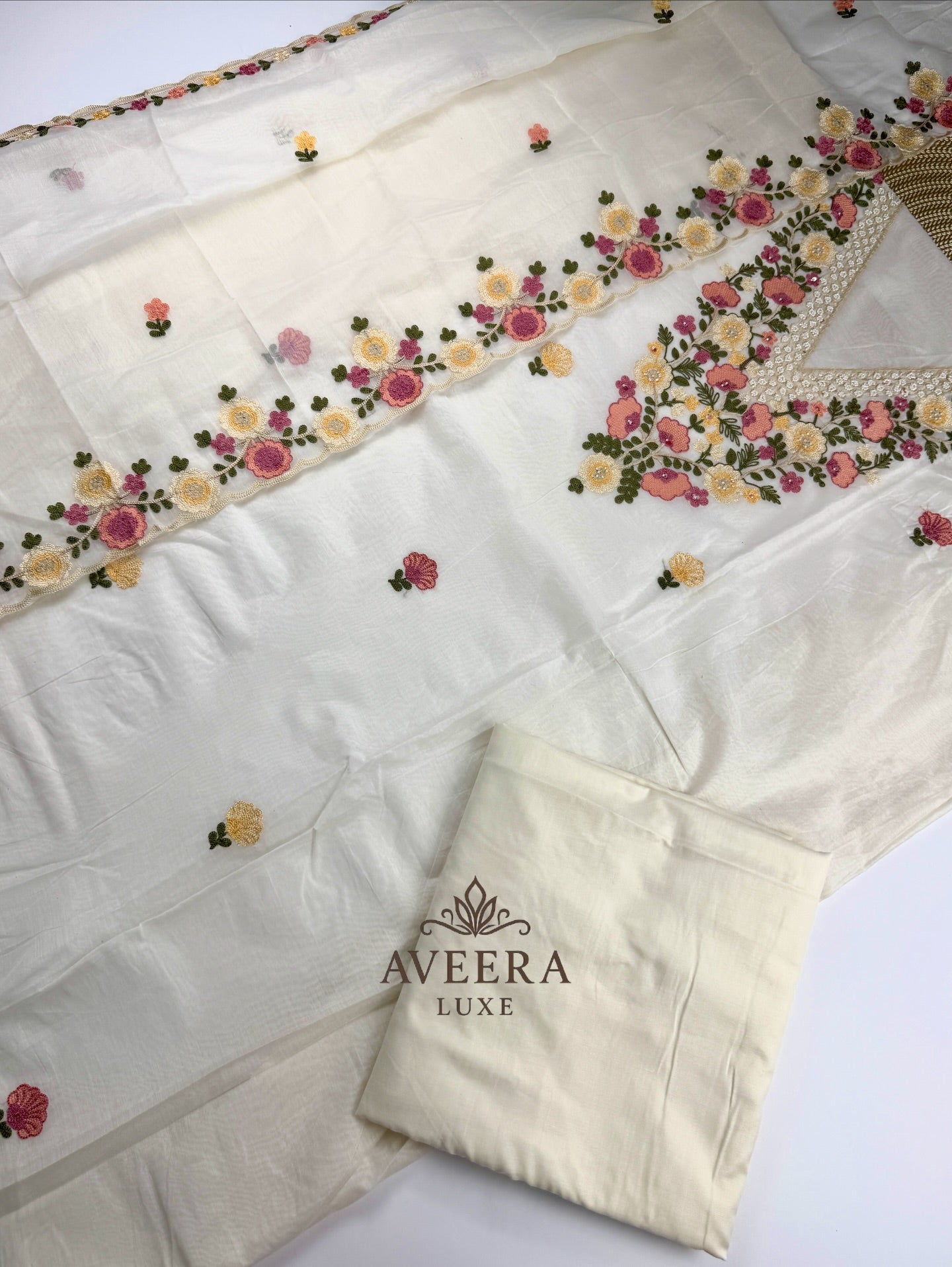 EID ARRIVALS - Festive Wear Unstitched Floral Embroidered Chanderi