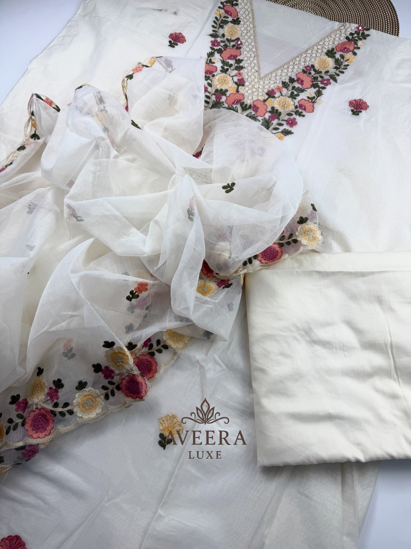 EID ARRIVALS - Festive Wear Unstitched Floral Embroidered Chanderi