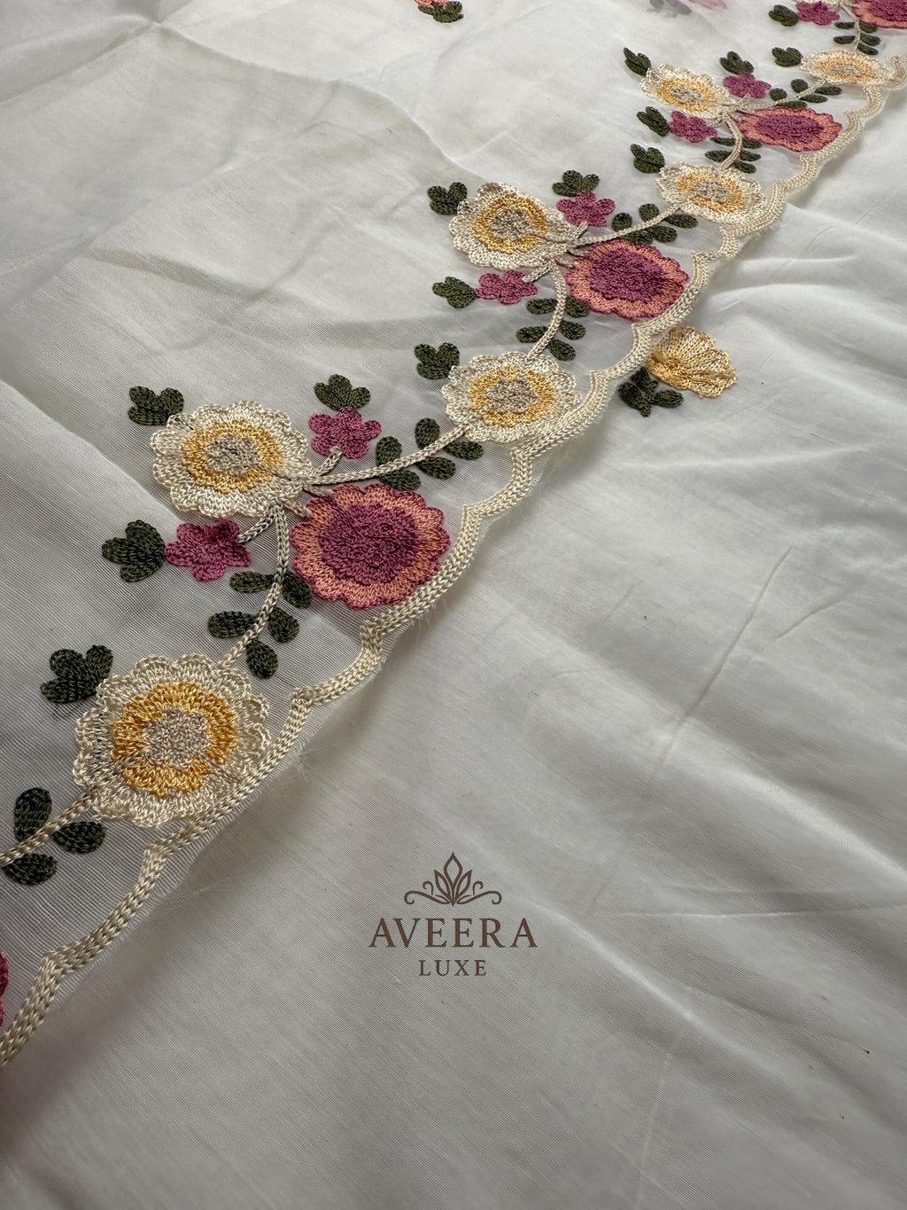 EID ARRIVALS - Festive Wear Unstitched Floral Embroidered Chanderi