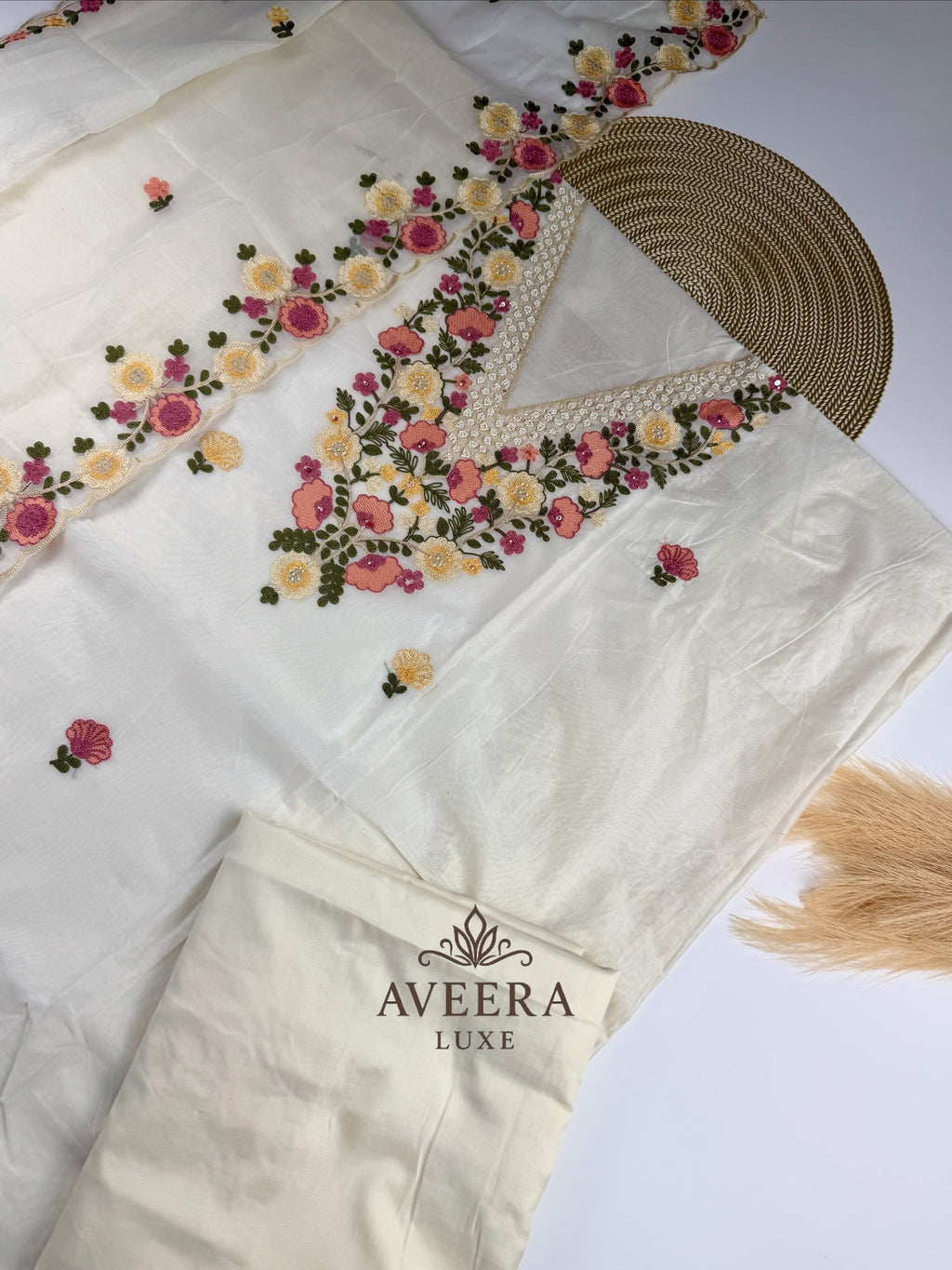 EID ARRIVALS - Festive Wear Unstitched Floral Embroidered Chanderi