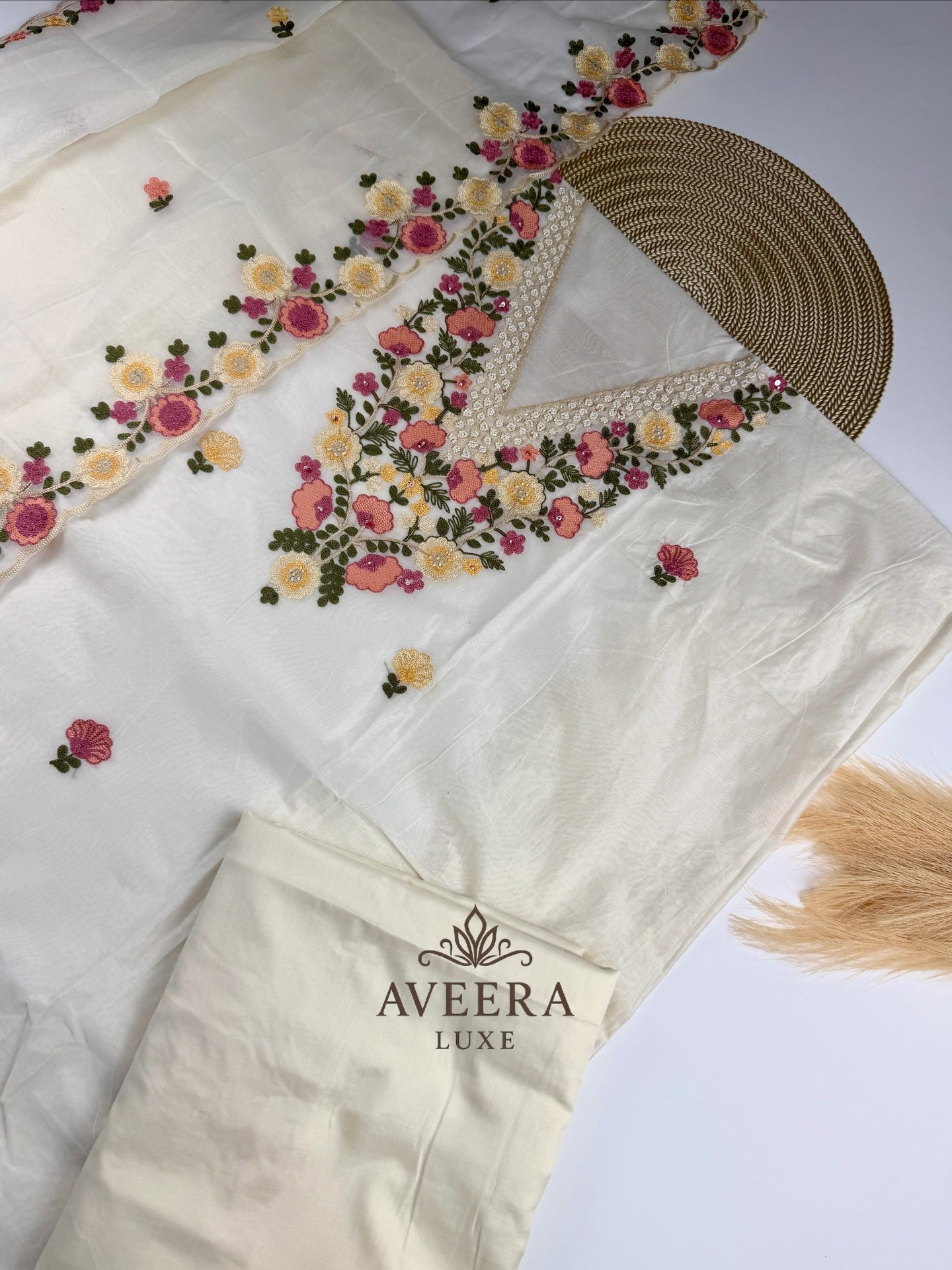 EID ARRIVALS - Festive Wear Unstitched Floral Embroidered Chanderi