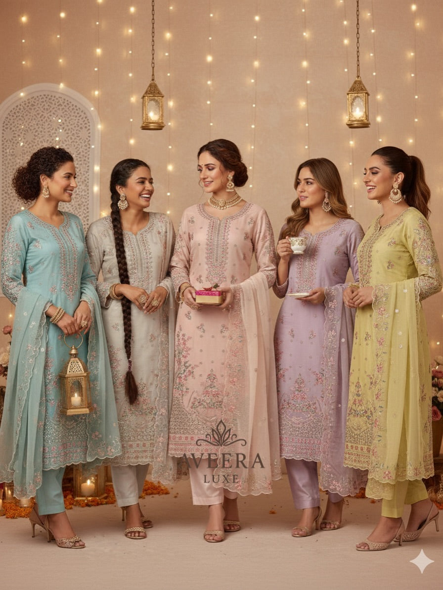 EID ARRIVALS - Unstitched Party Wear Embroidered Chanderi Collection
