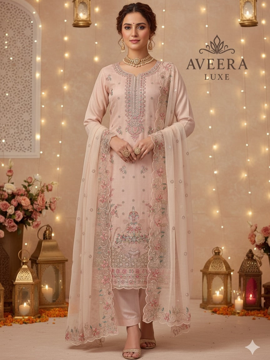 EID ARRIVALS - Unstitched Party Wear Embroidered Chanderi Collection