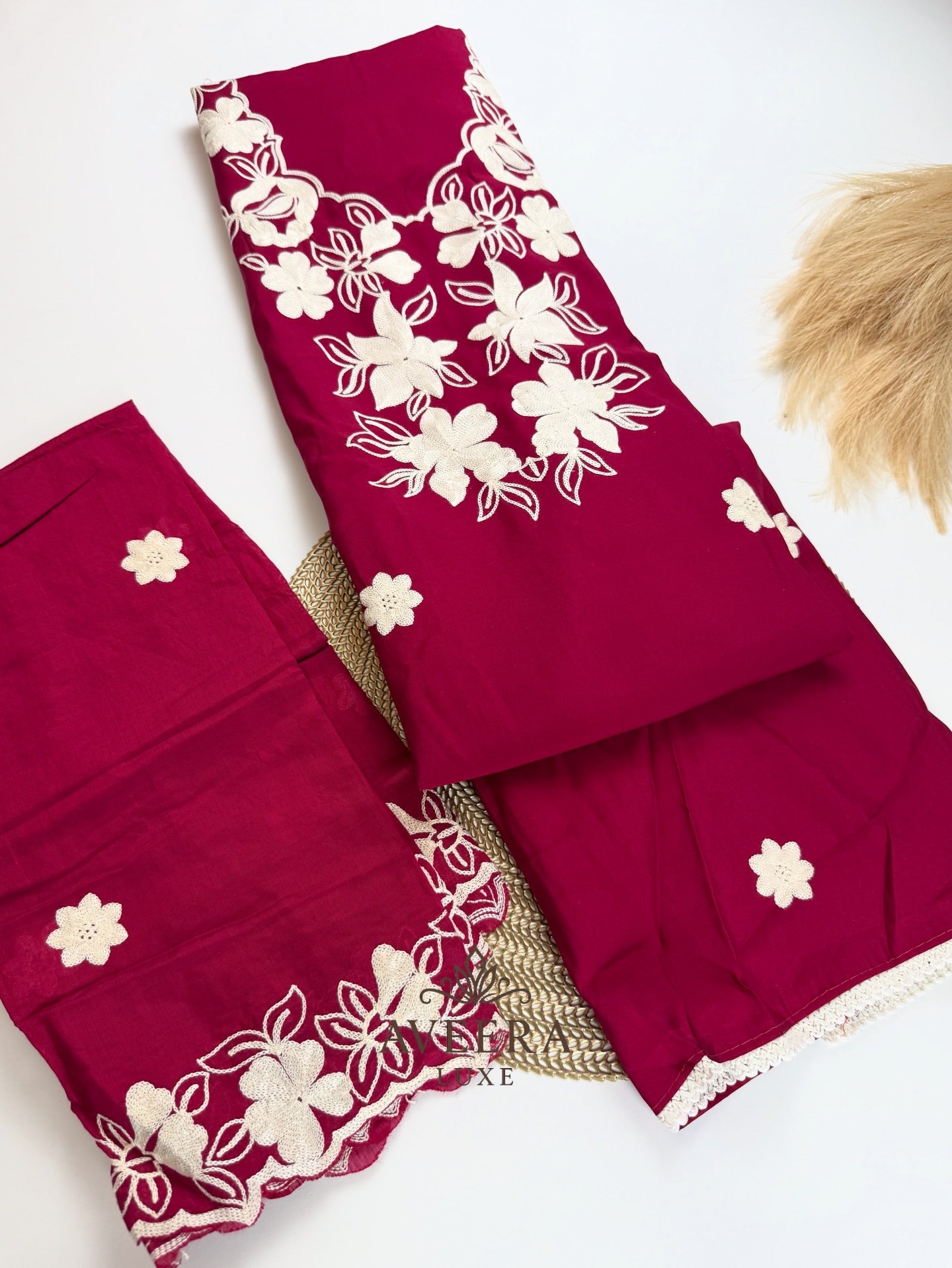 EID ARRIVALS - Unstitched Luxury Embroidered Roman Shalwar Suit