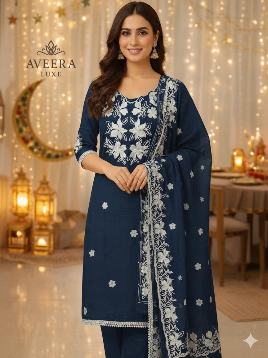EID ARRIVALS - Unstitched Luxury Embroidered Roman Shalwar Suit