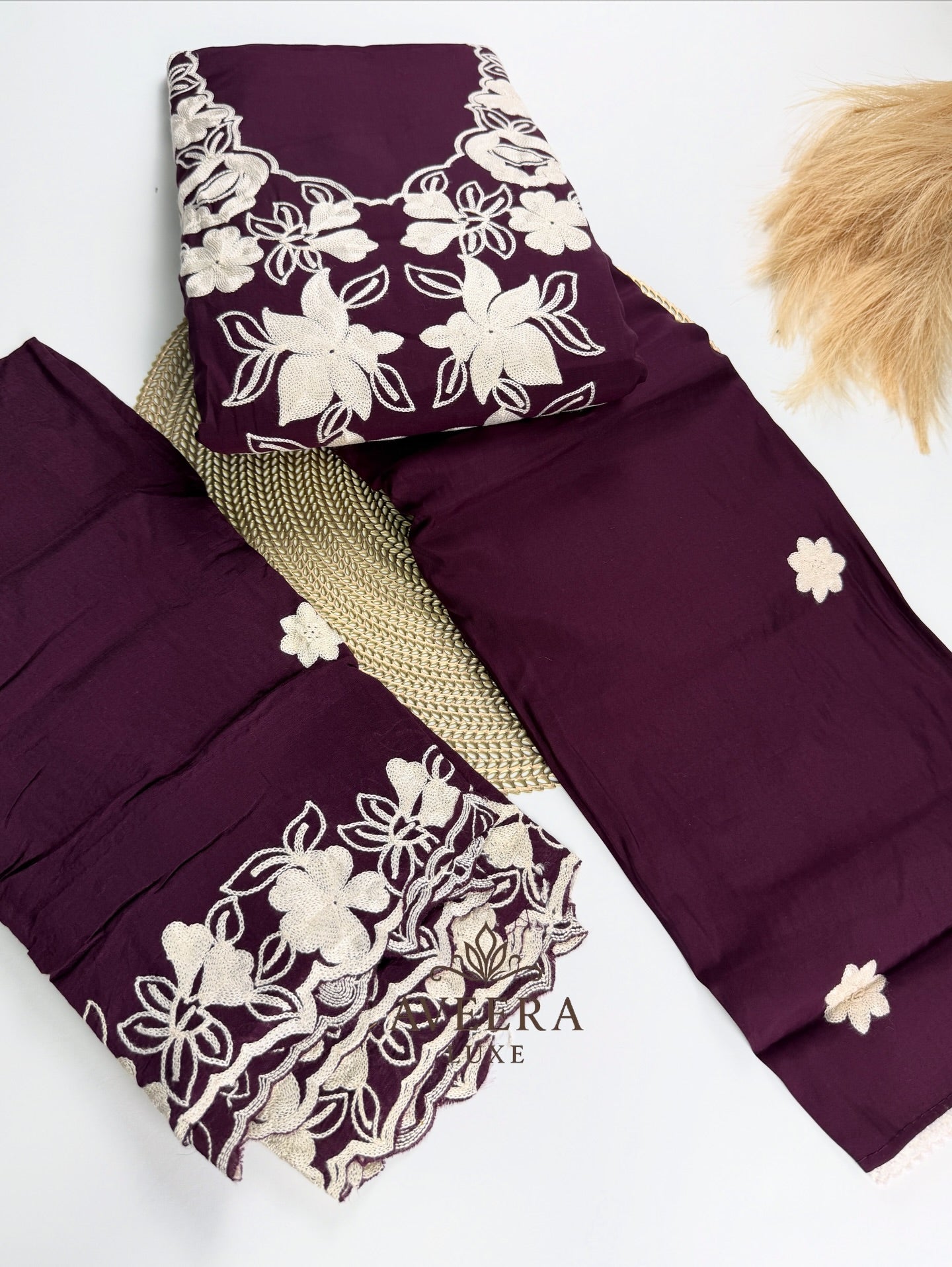 EID ARRIVALS - Unstitched Luxury Embroidered Roman Shalwar Suit