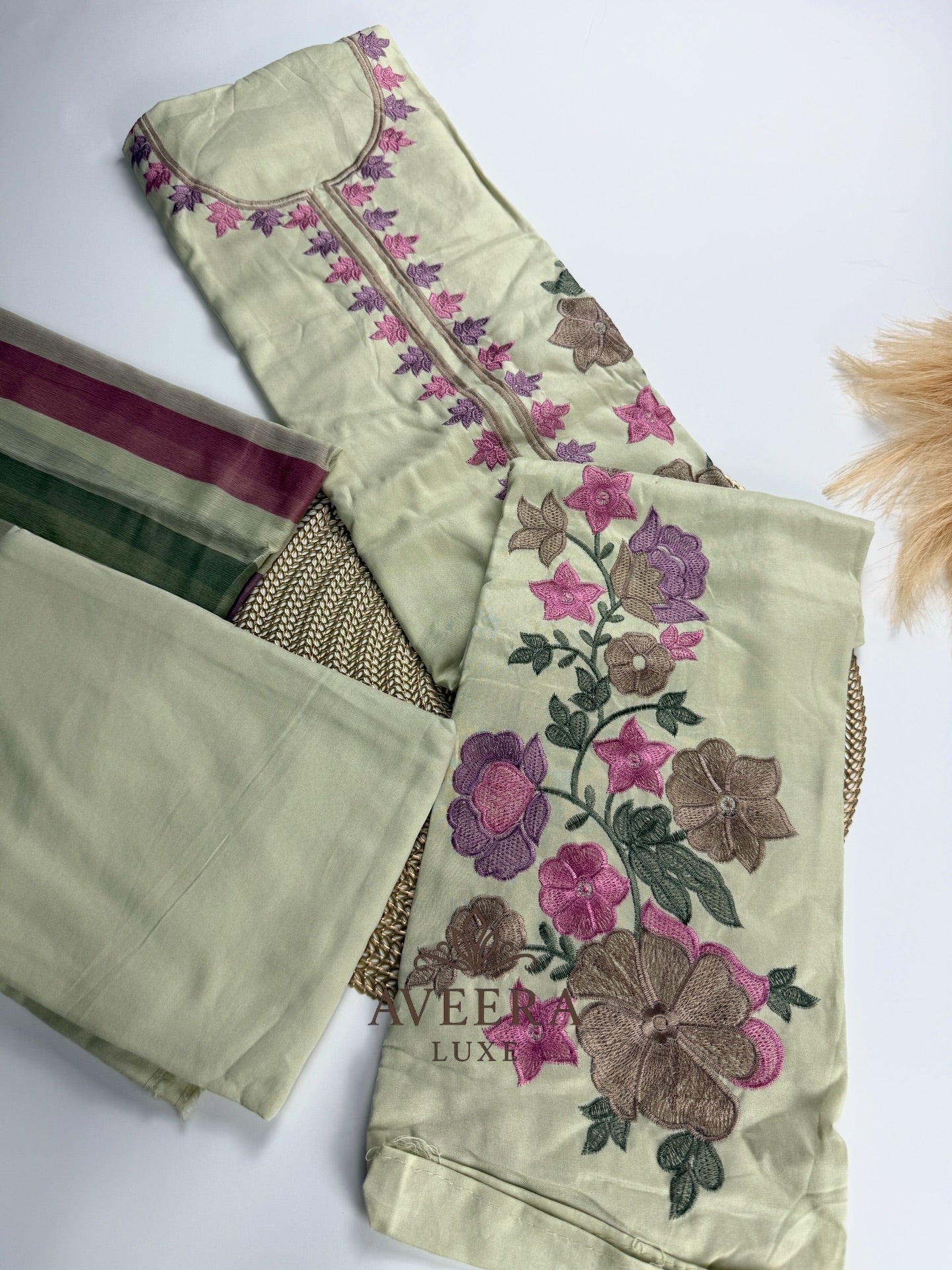 Rayon Embroidered Shalwar Suit with Chiffon Dupatta - Unstitched Collection | Eid Arrivals