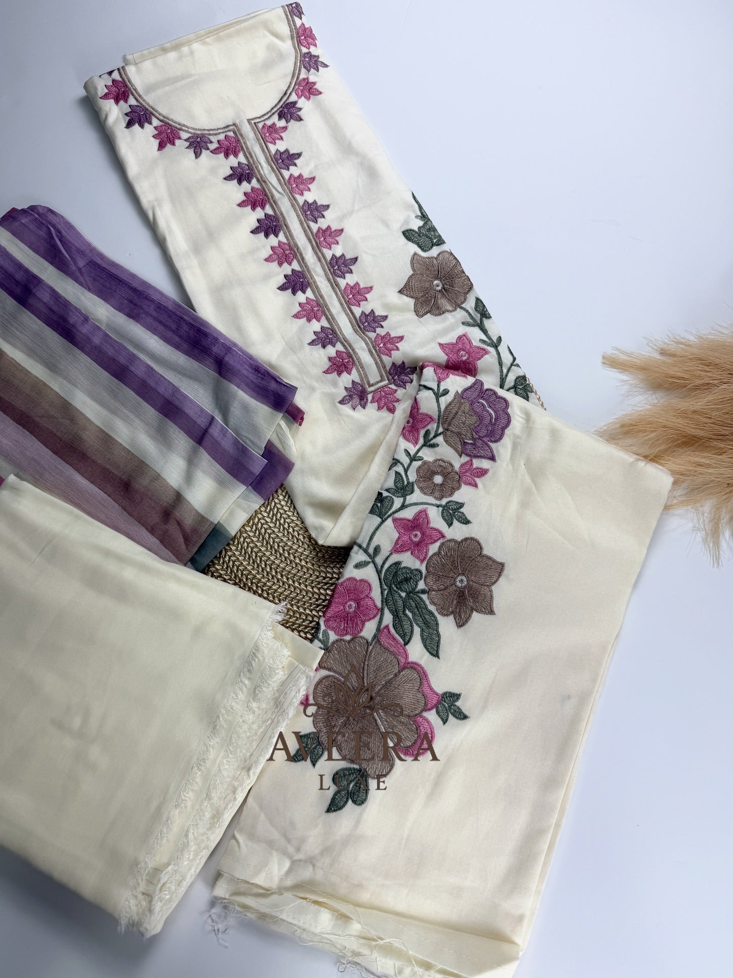 Rayon Embroidered Shalwar Suit with Chiffon Dupatta - Unstitched Collection | Eid Arrivals