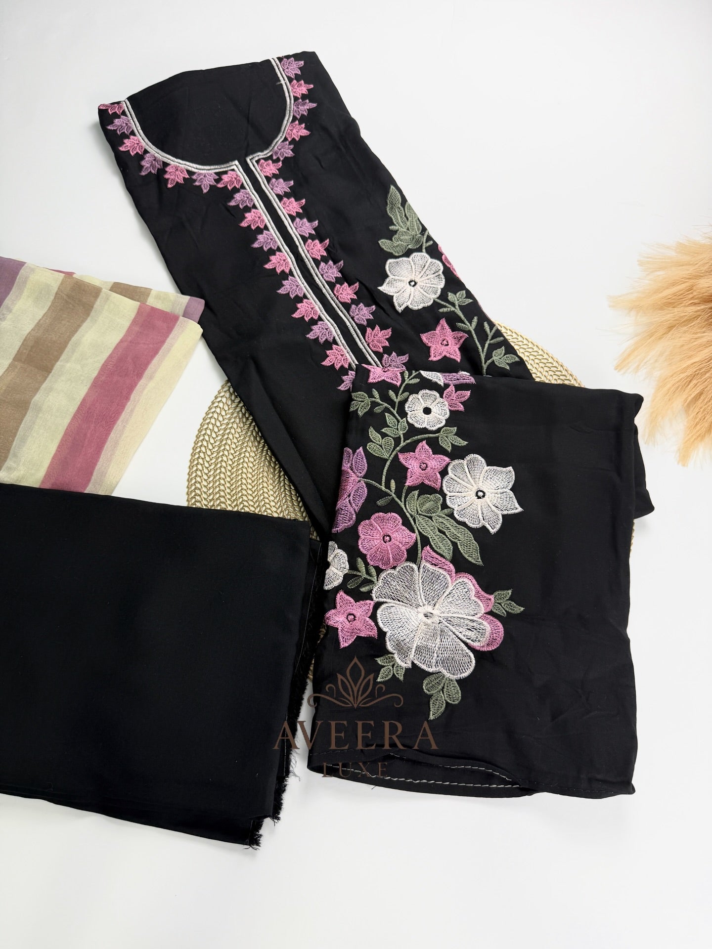 Rayon Embroidered Shalwar Suit with Chiffon Dupatta - Unstitched Collection | Eid Arrivals