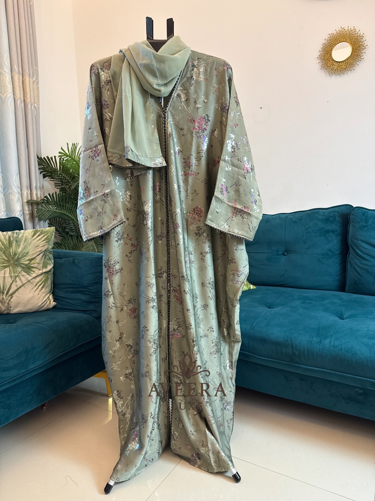 Premium Sage Green Luxury Abaya