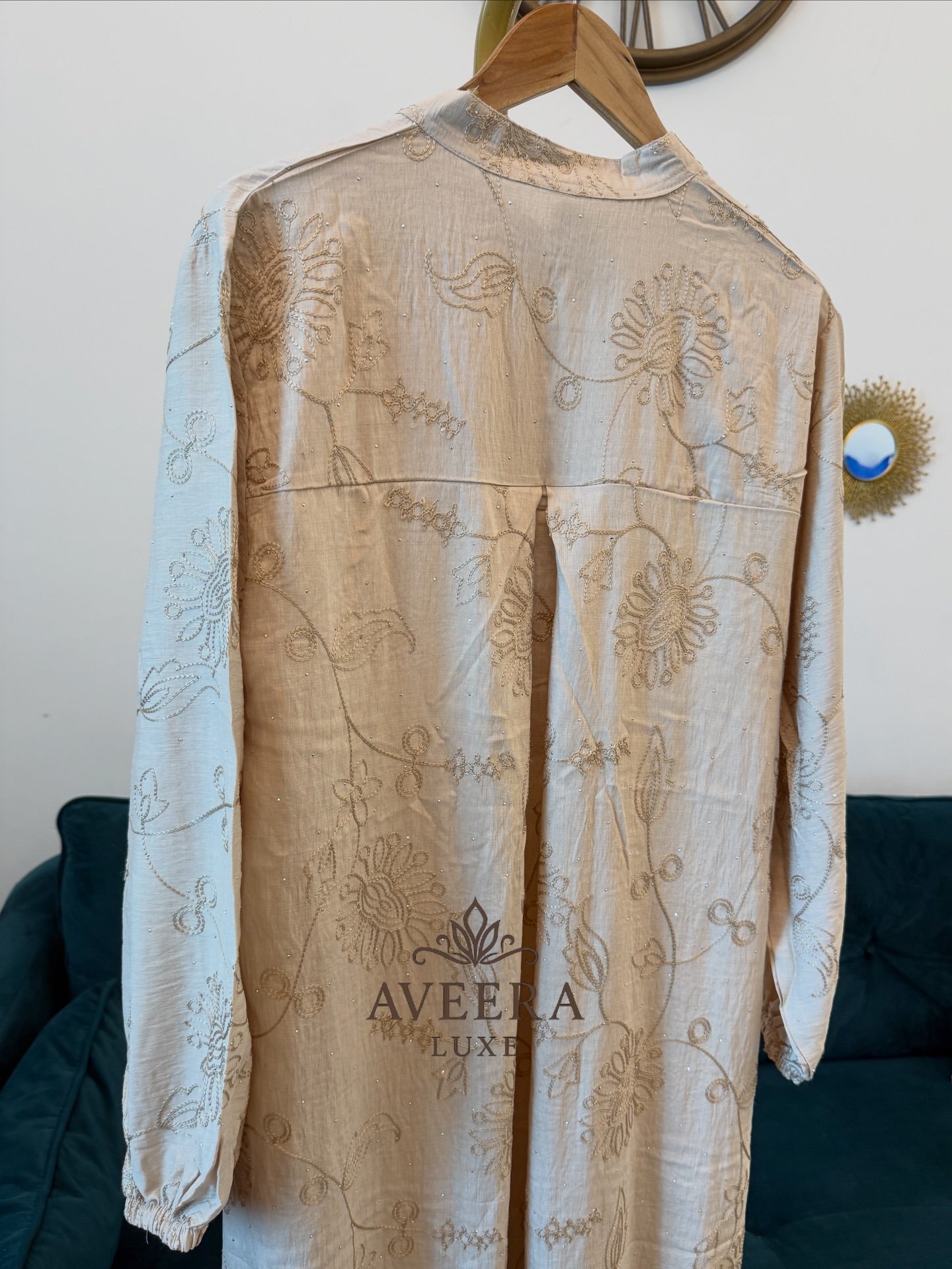 Embroidered Stone Work Abaya Maxi Dress