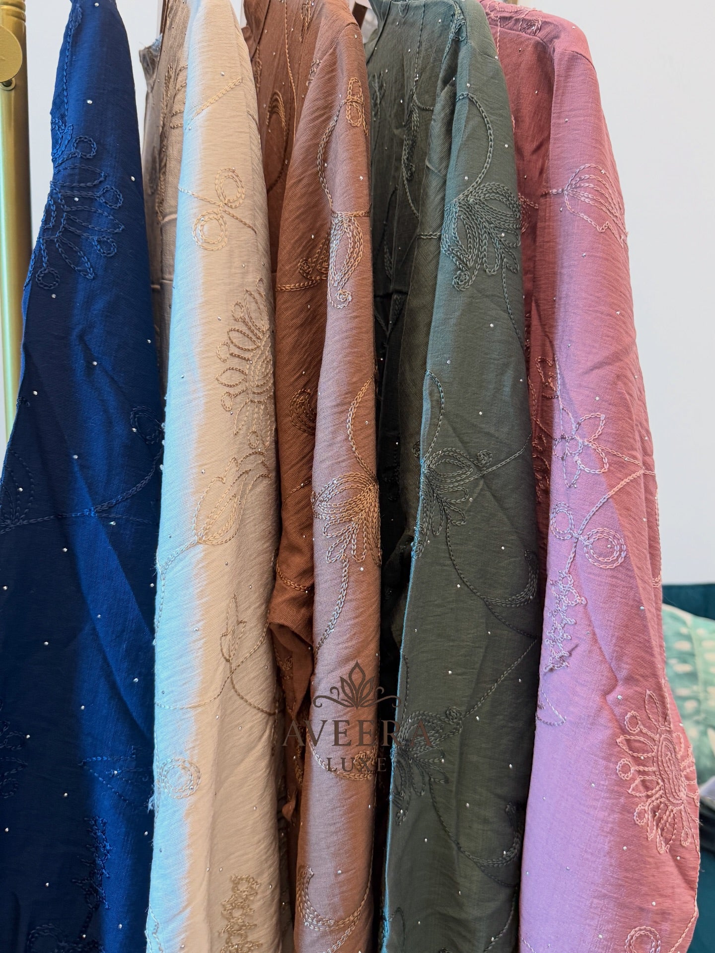 Embroidered Stone Work Abaya Maxi Dress