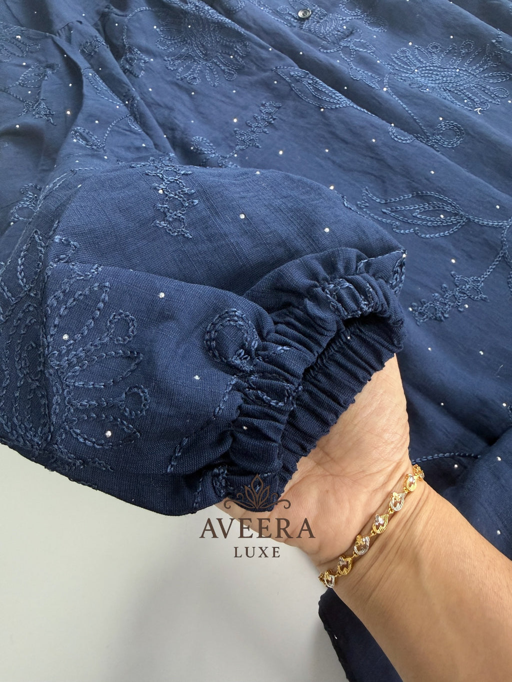 Embroidered Stone Work Abaya Maxi Dress