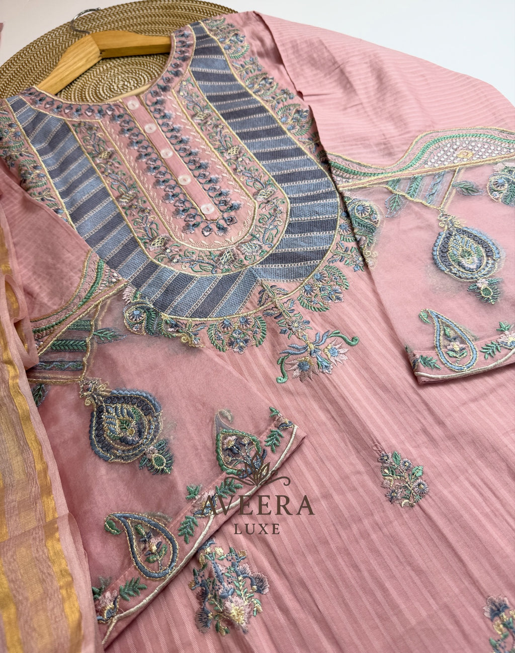 Blush Pink Pakistani Festive Shalwar Suit with Embroidery