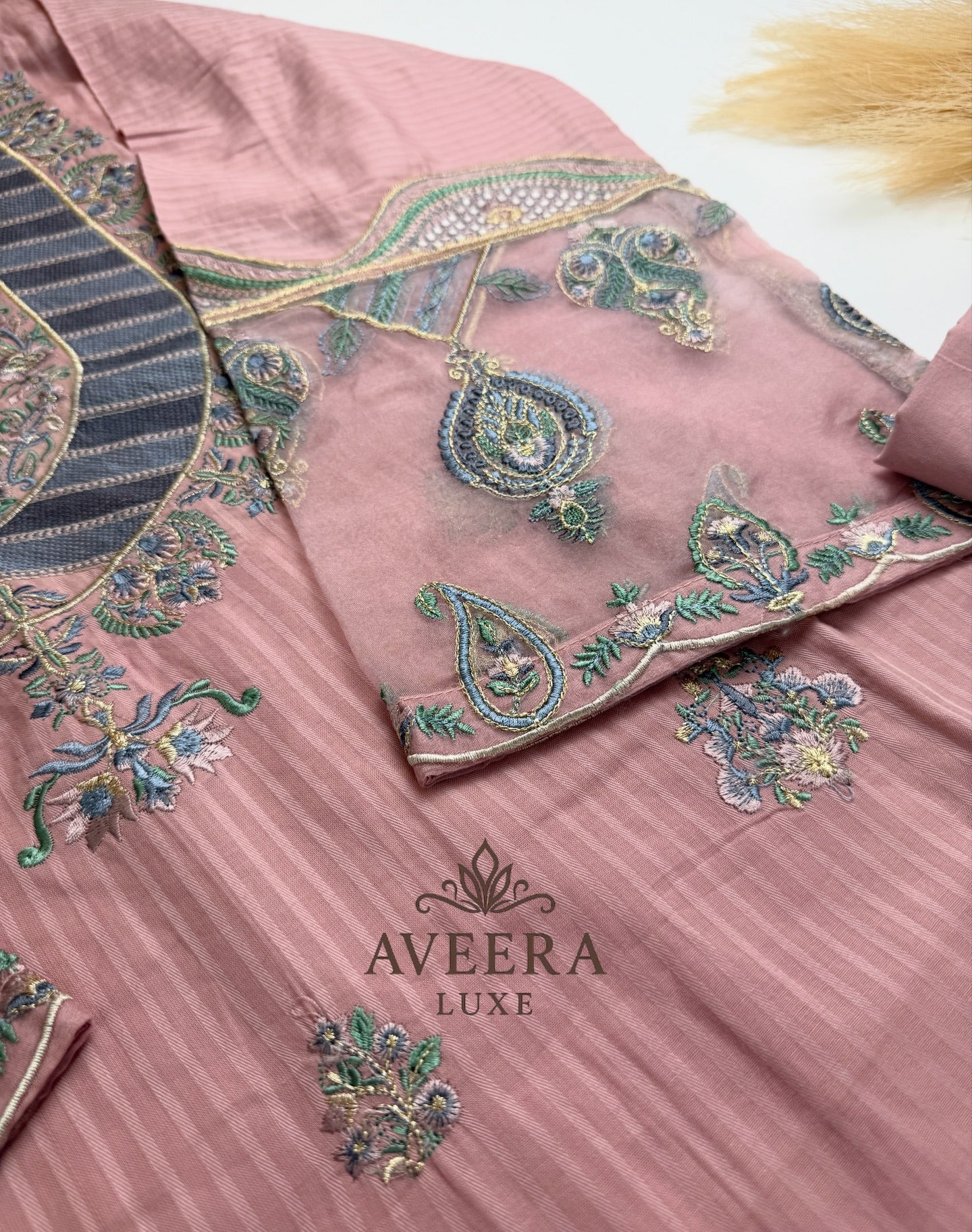 Blush Pink Pakistani Festive Shalwar Suit with Embroidery