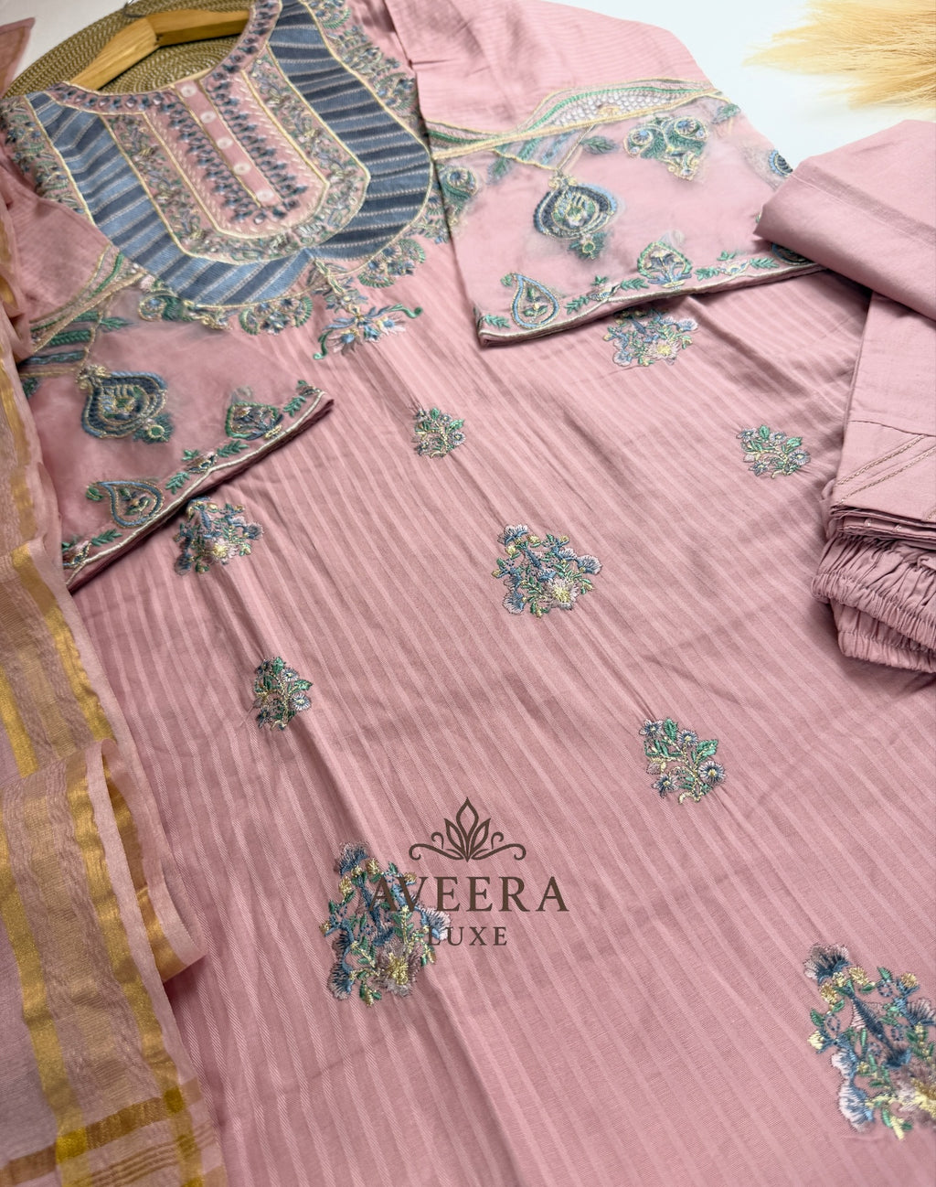 Blush Pink Pakistani Festive Shalwar Suit with Embroidery
