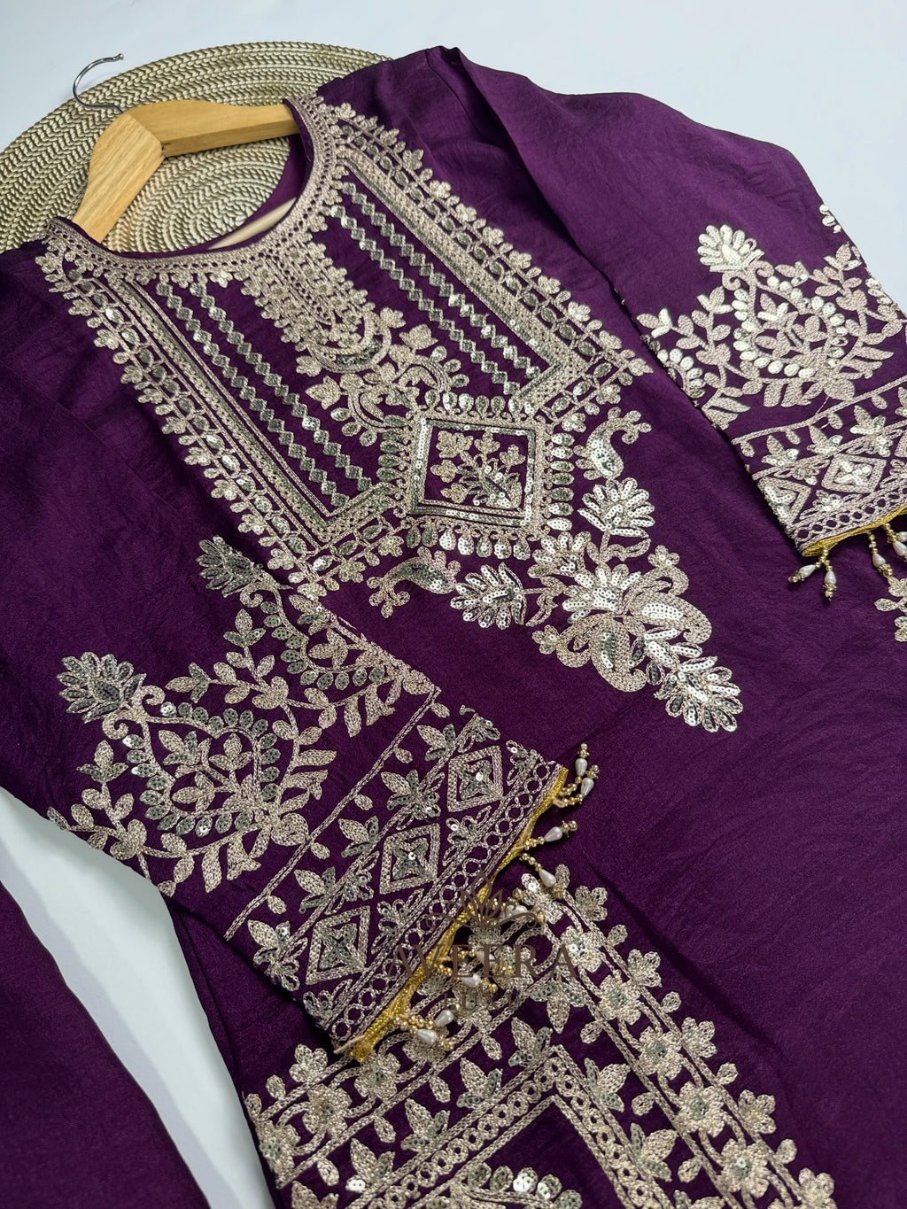 Deep Wine Purple Heavy Embroidered Shalwar Suit - Royal Party Wear