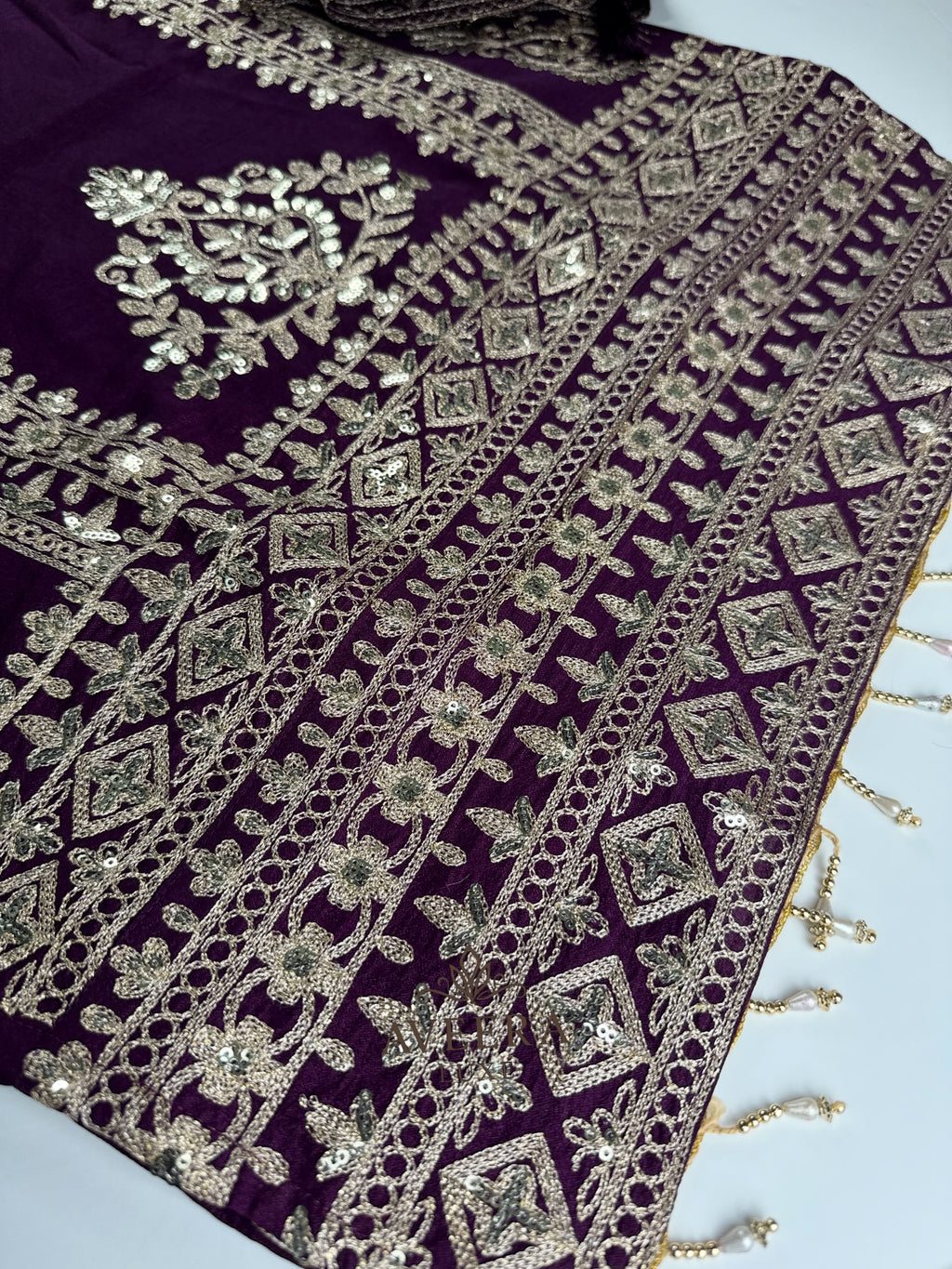Deep Wine Purple Heavy Embroidered Shalwar Suit - Royal Party Wear