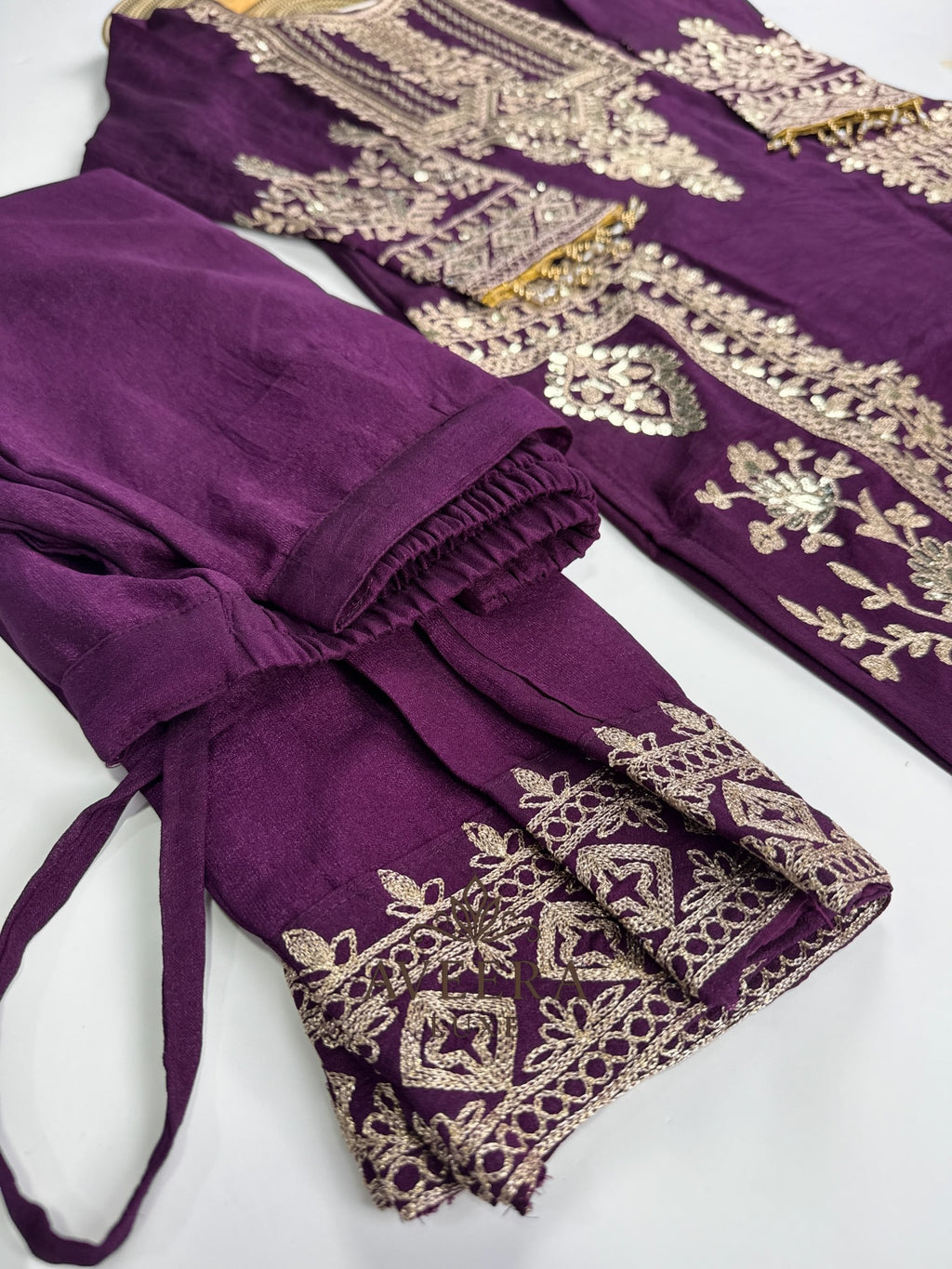 Deep Wine Purple Heavy Embroidered Shalwar Suit - Royal Party Wear