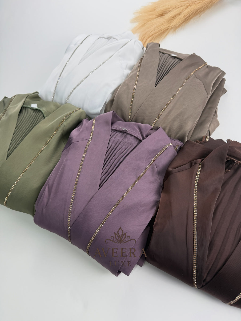 EID ARRIVALS - Dubai Abaya with Gold Stone Embellishments