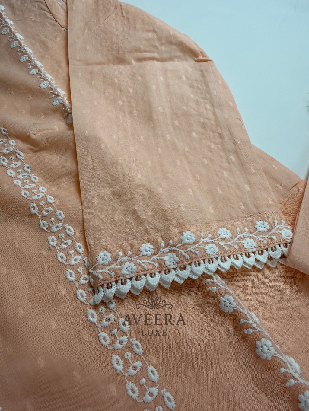 Peach Embroidered Cotton Shalwar Suit