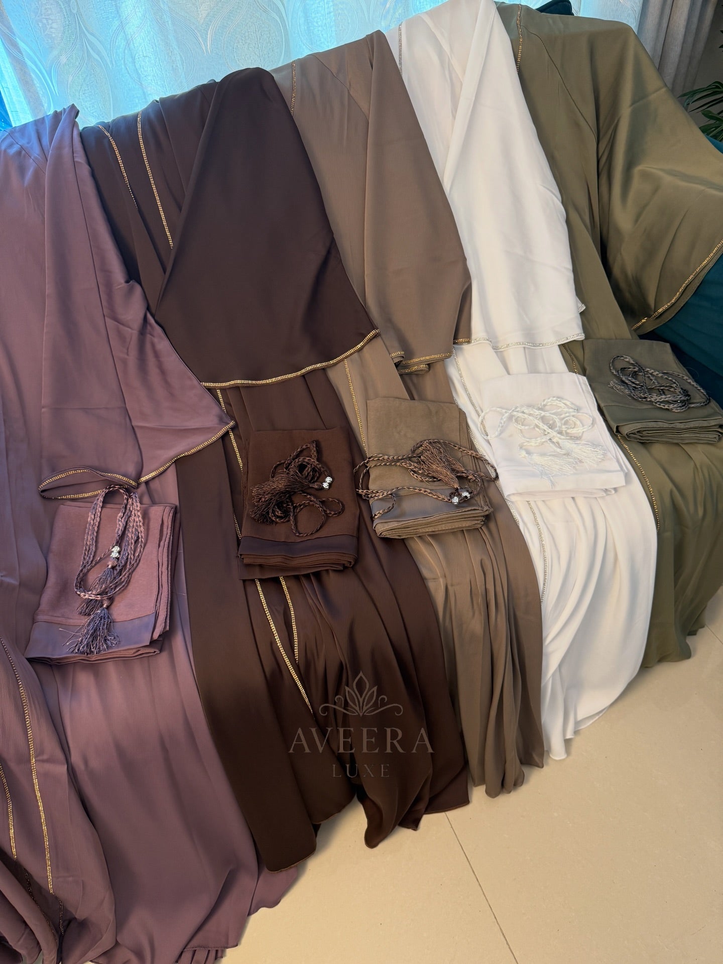 EID ARRIVALS - Dubai Abaya with Gold Stone Embellishments
