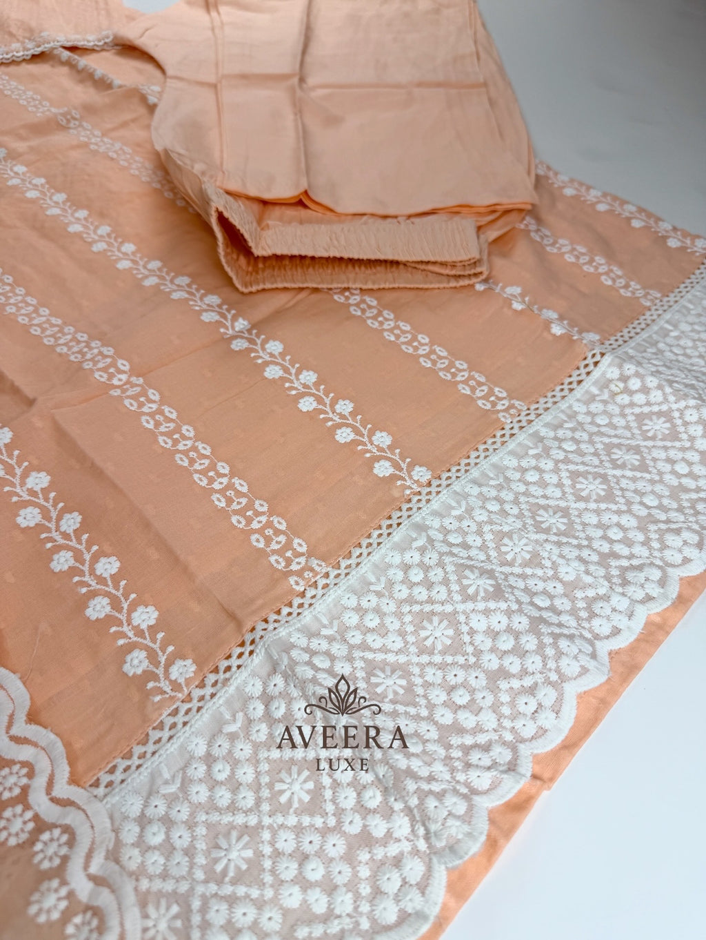 Peach Embroidered Cotton Shalwar Suit