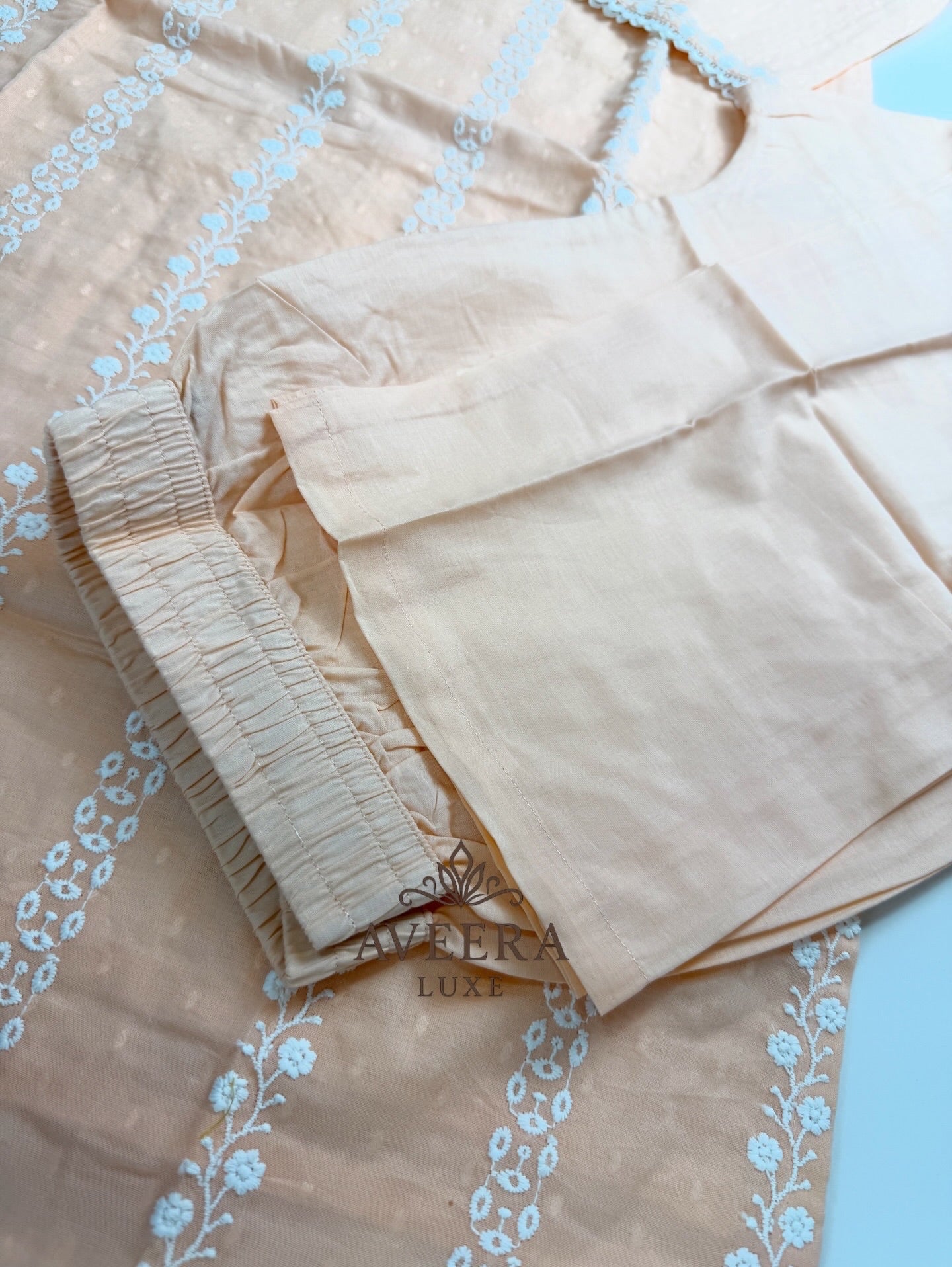 Peach Embroidered Cotton Shalwar Suit