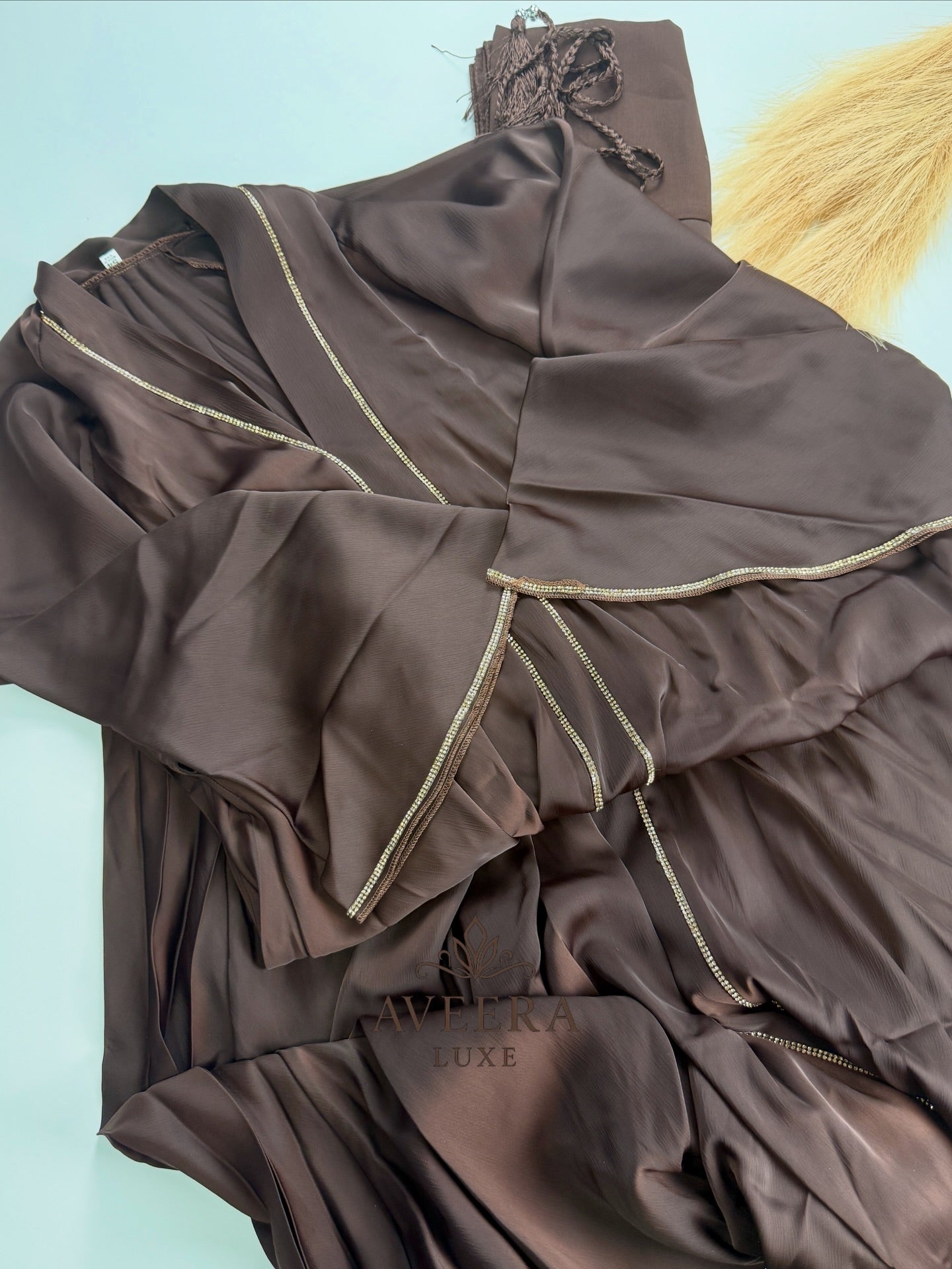 EID ARRIVALS - Dubai Abaya with Gold Stone Embellishments