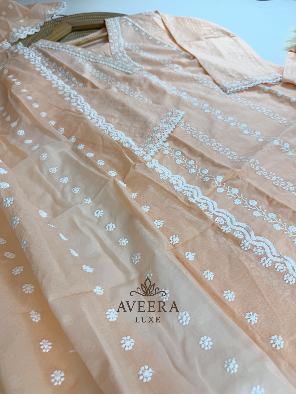 Peach Embroidered Cotton Shalwar Suit