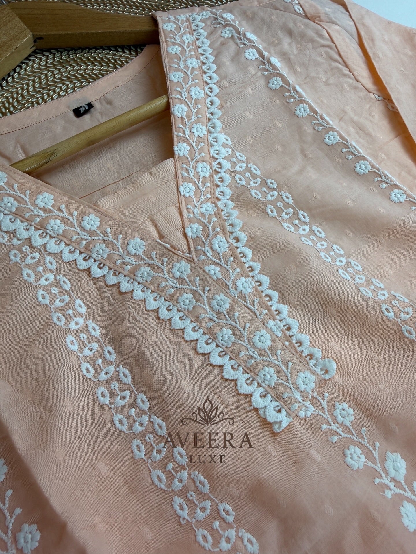 Peach Embroidered Cotton Shalwar Suit