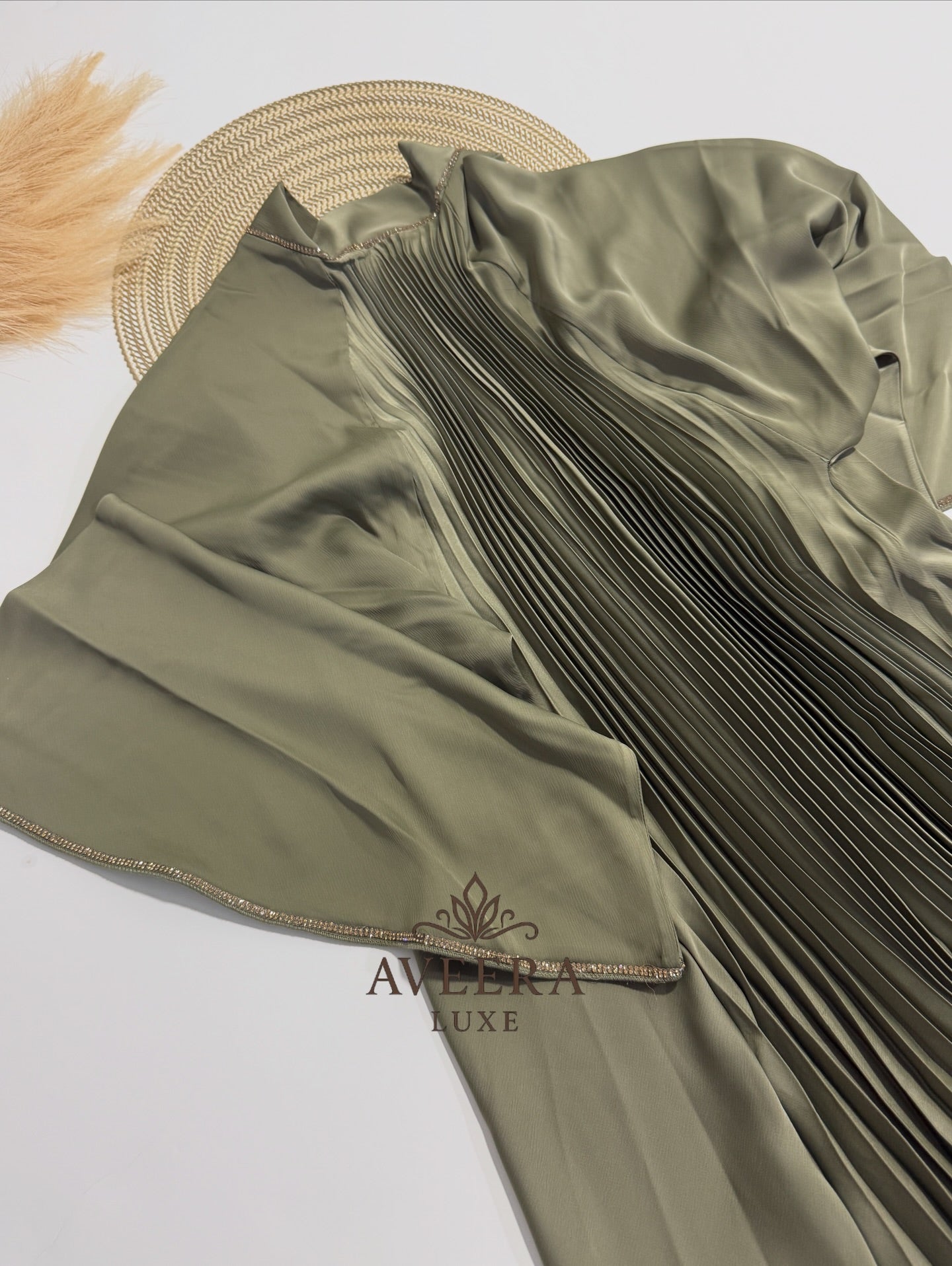 EID ARRIVALS - Dubai Abaya with Gold Stone Embellishments