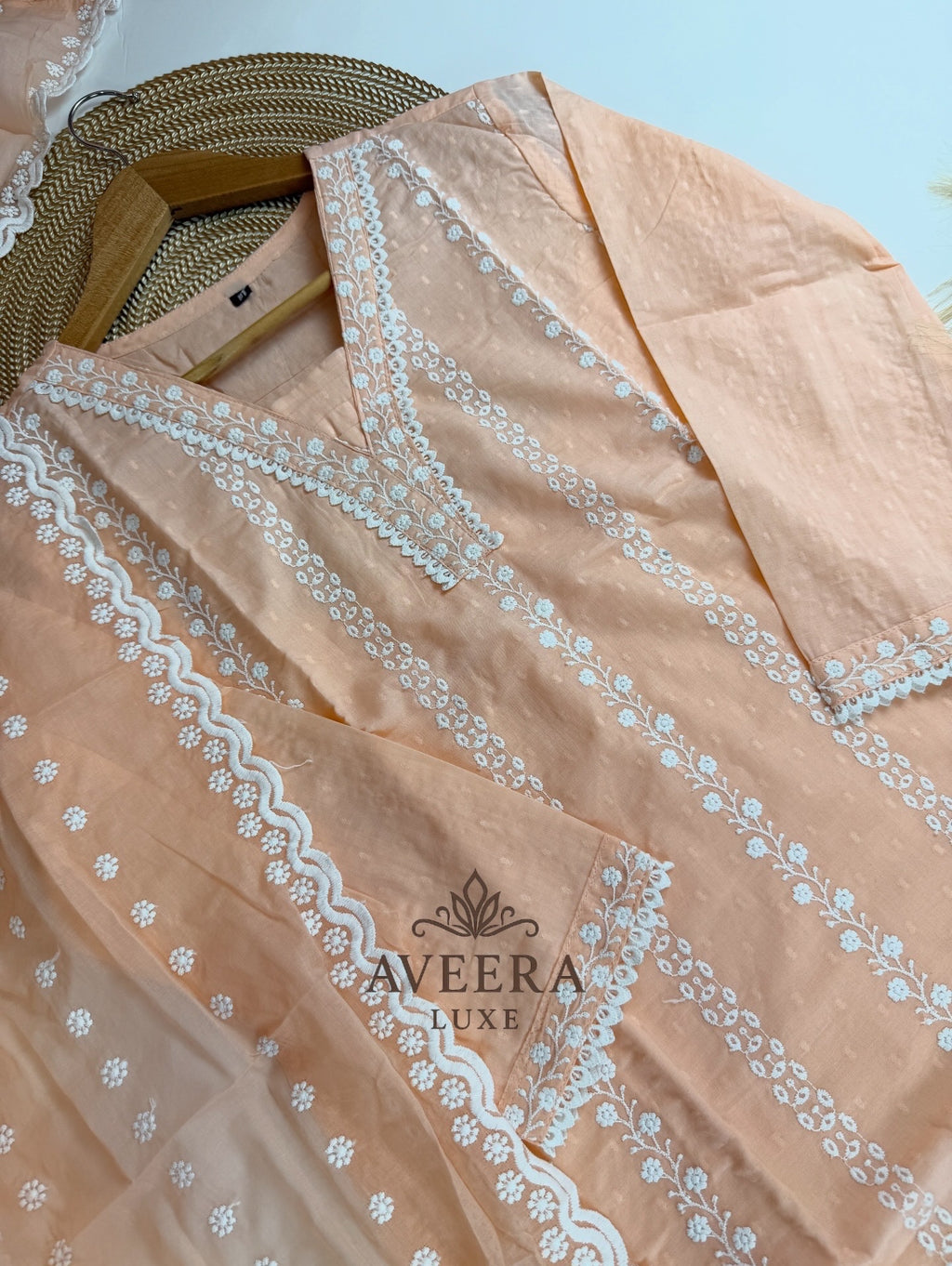 Peach Embroidered Cotton Shalwar Suit