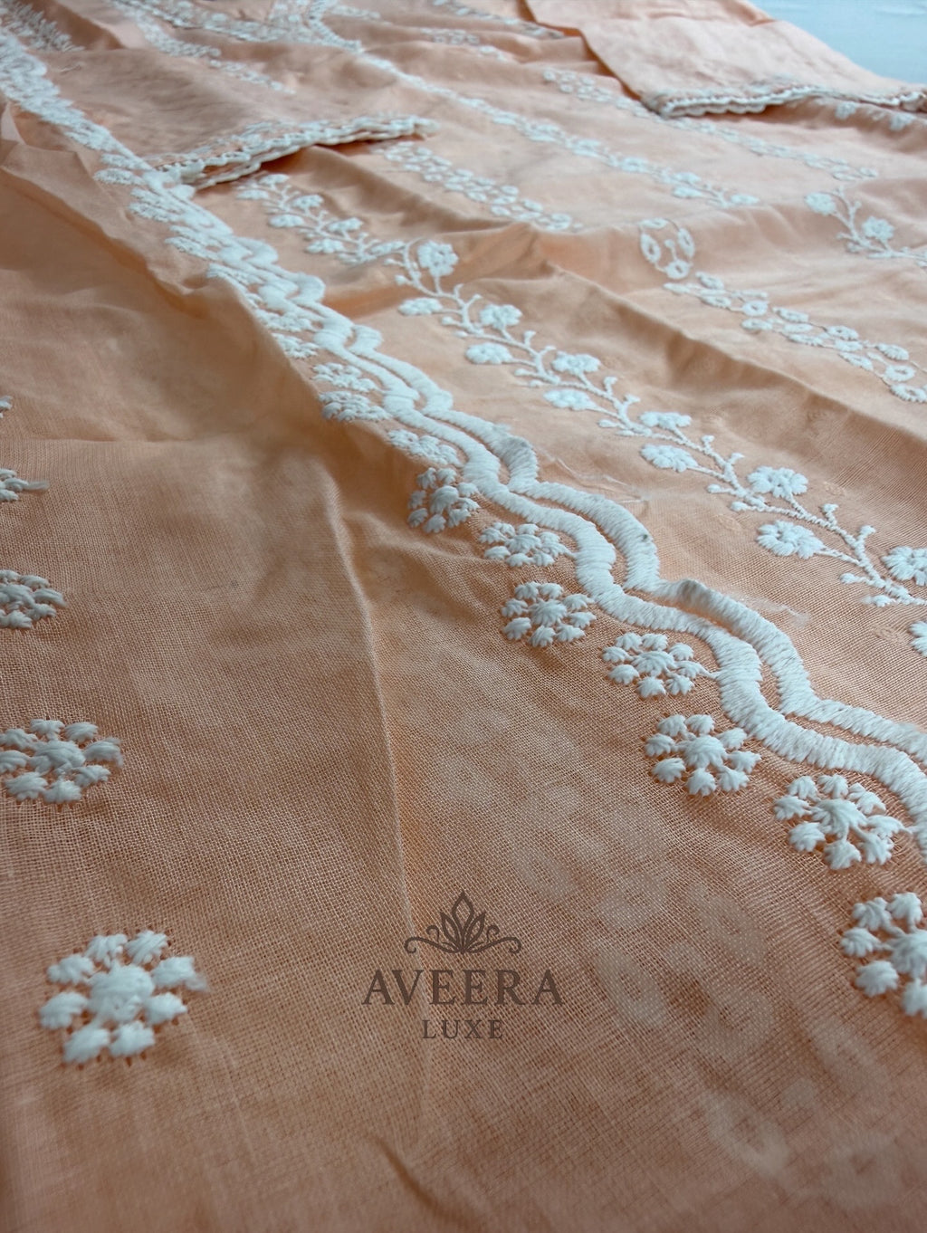 Peach Embroidered Cotton Shalwar Suit