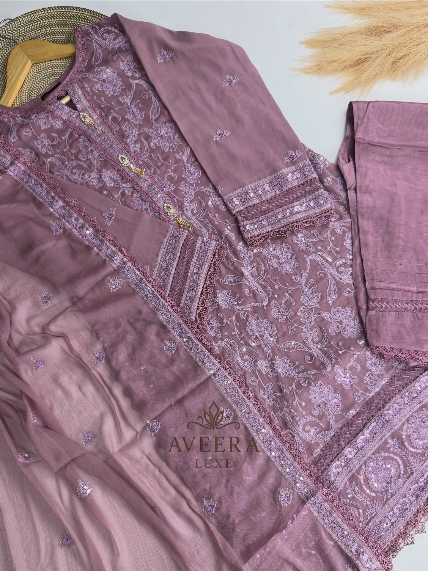 EID ARRIVALS - AGHA NOOR Old Rose Elegance Party Wear Shalwar Suit