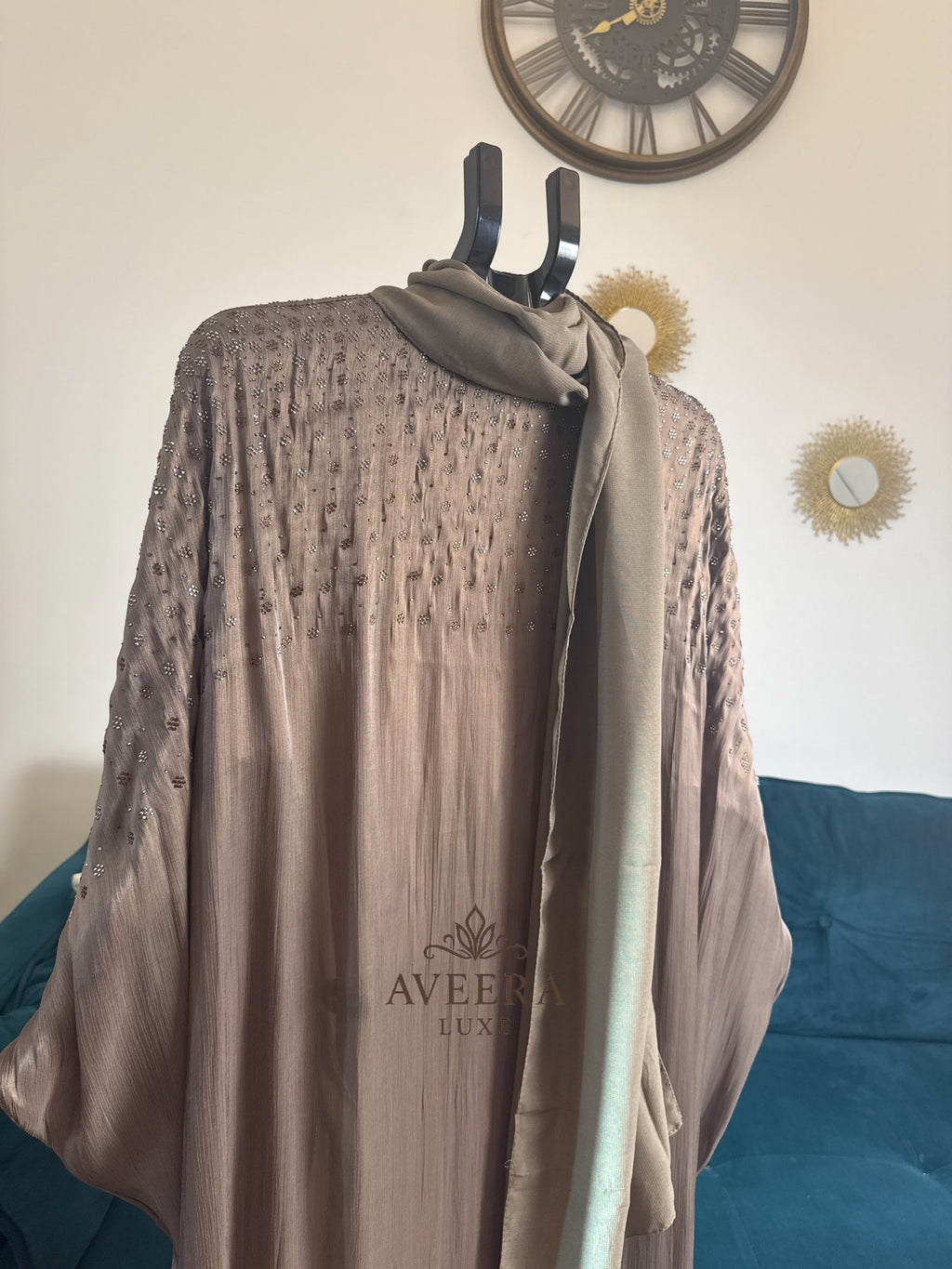EID ARRIVALS - Embellished Organza Abaya with Inner & Free Hijab