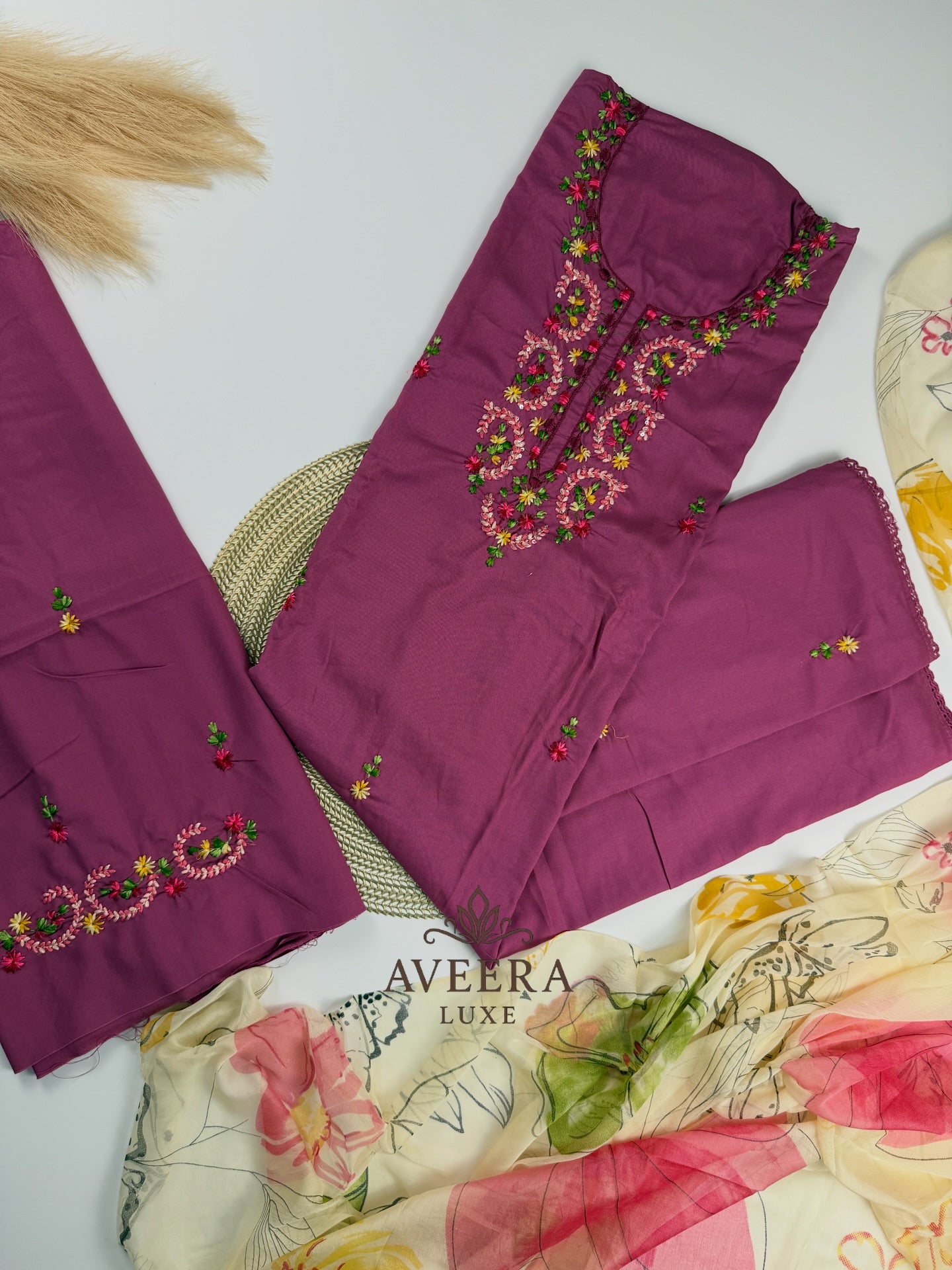 EID ARRIVALS - Unstitched Hand Embroidered Rayon Shalwar Suit
