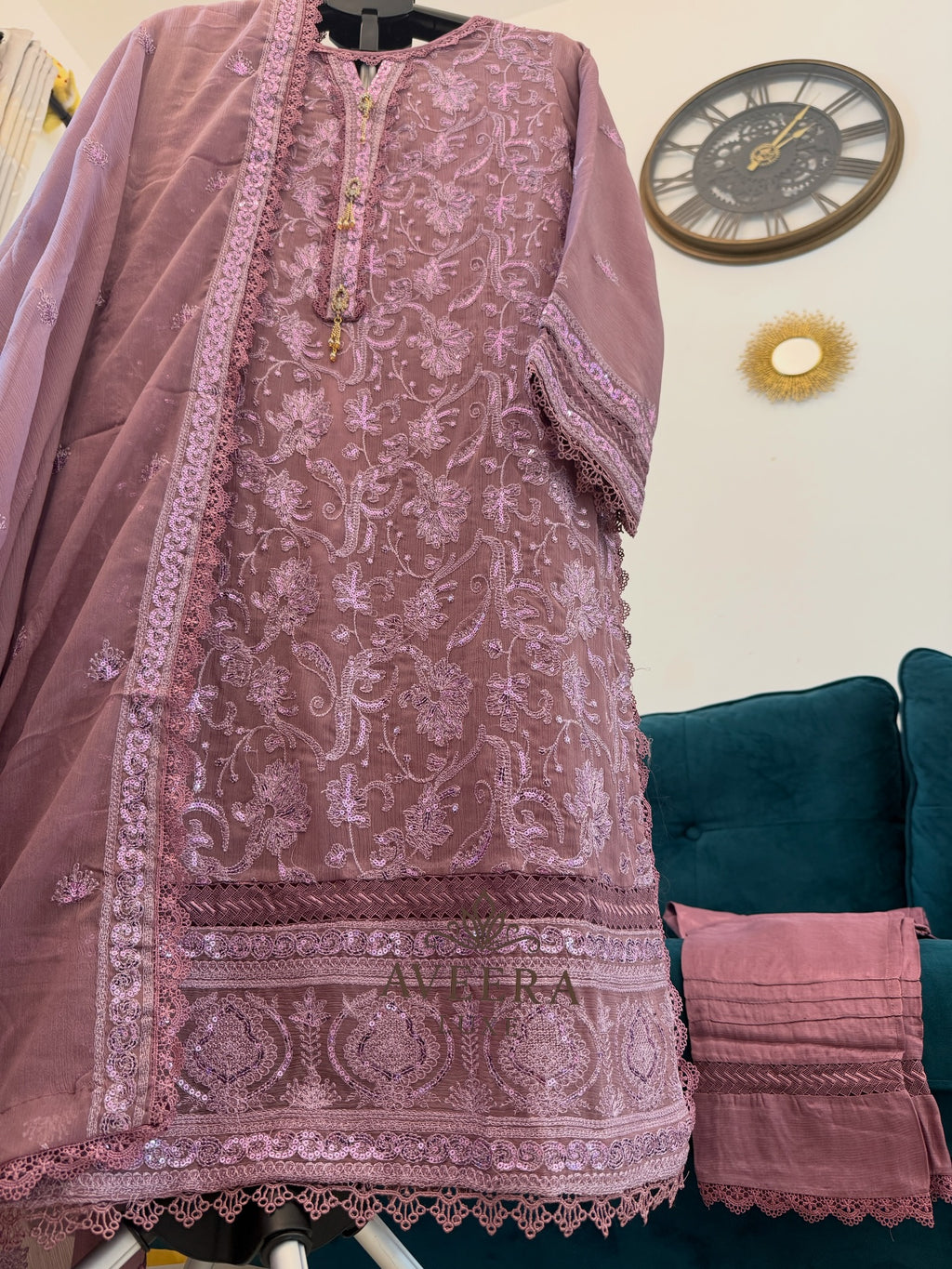 EID ARRIVALS - AGHA NOOR Old Rose Elegance Party Wear Shalwar Suit
