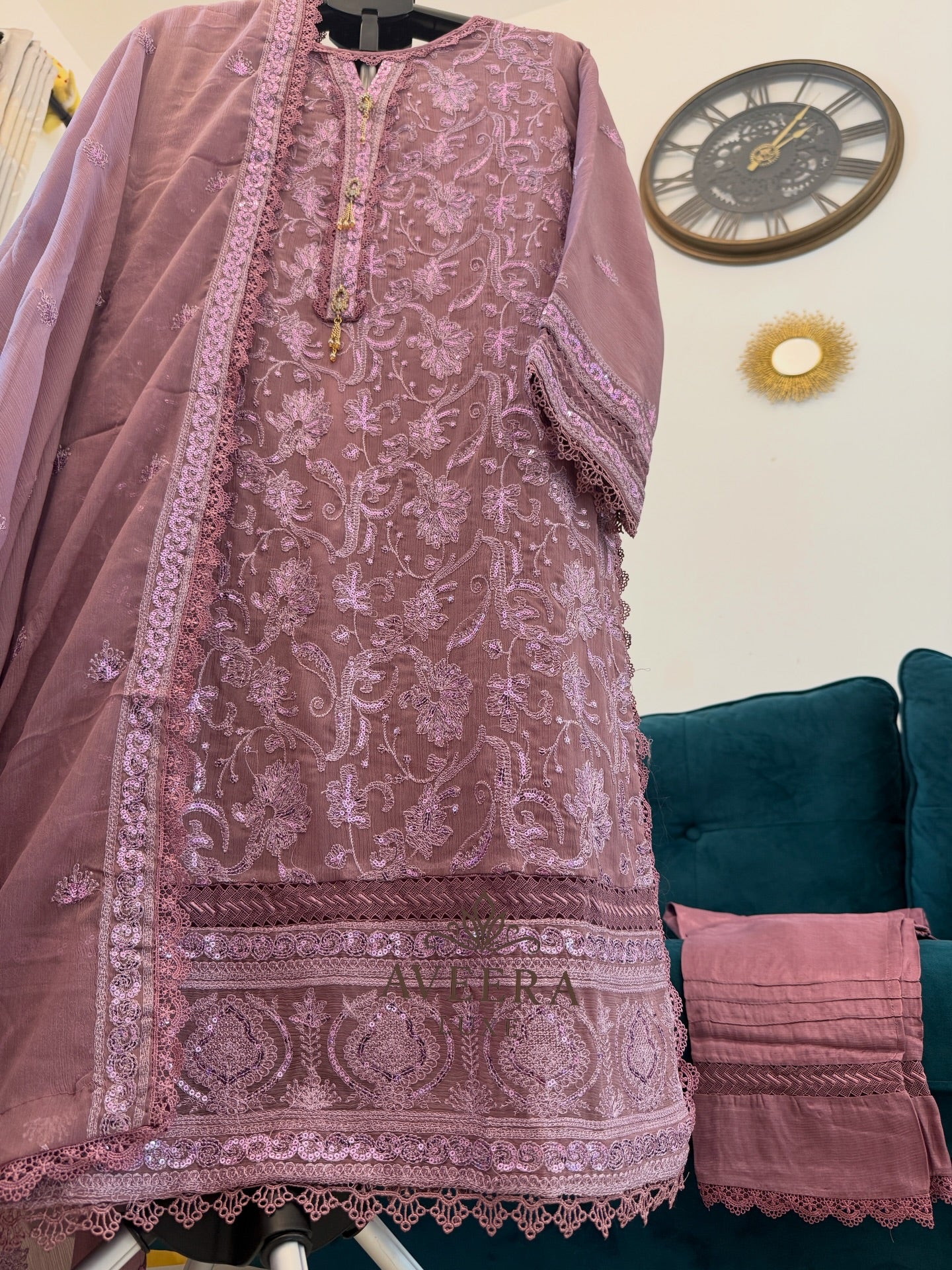 EID ARRIVALS - AGHA NOOR Old Rose Elegance Party Wear Shalwar Suit