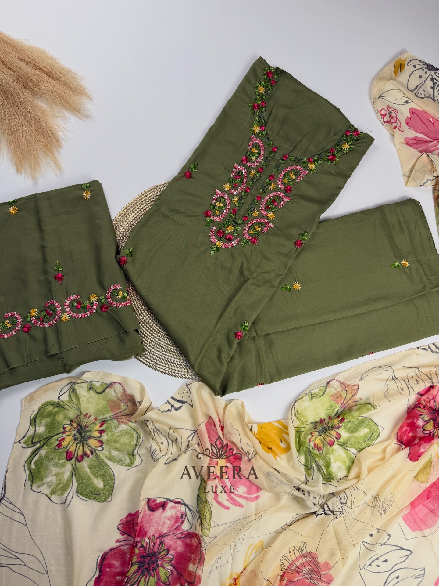 EID ARRIVALS - Unstitched Hand Embroidered Rayon Shalwar Suit