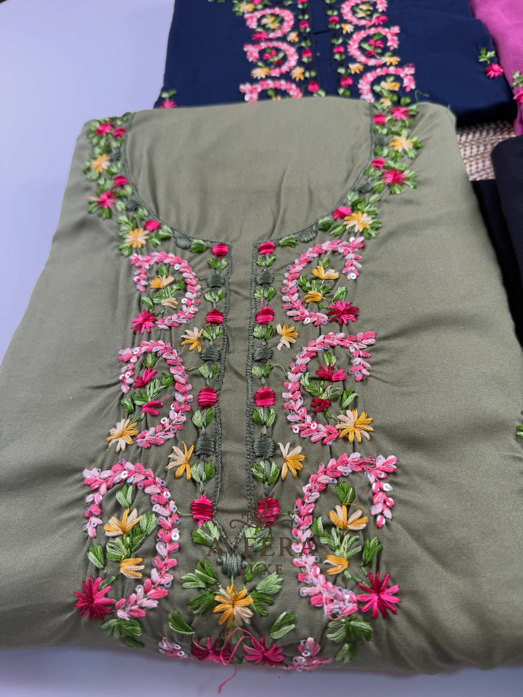 EID ARRIVALS - Unstitched Hand Embroidered Rayon Shalwar Suit