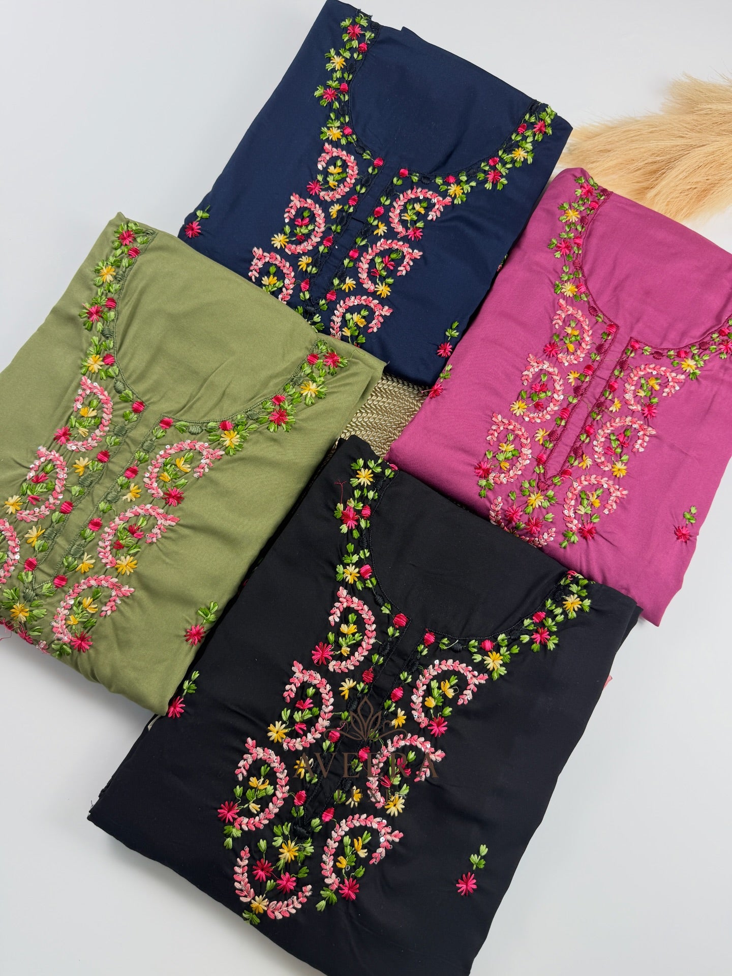EID ARRIVALS - Unstitched Hand Embroidered Rayon Shalwar Suit
