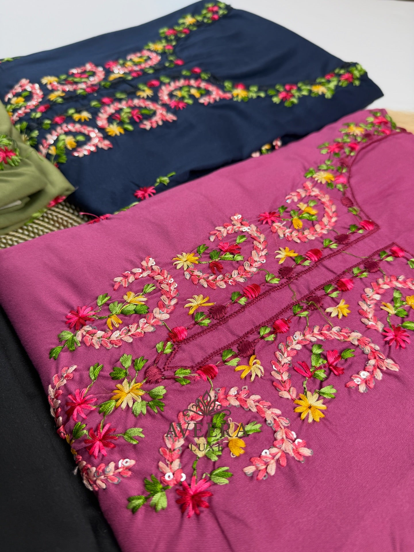 EID ARRIVALS - Unstitched Hand Embroidered Rayon Shalwar Suit