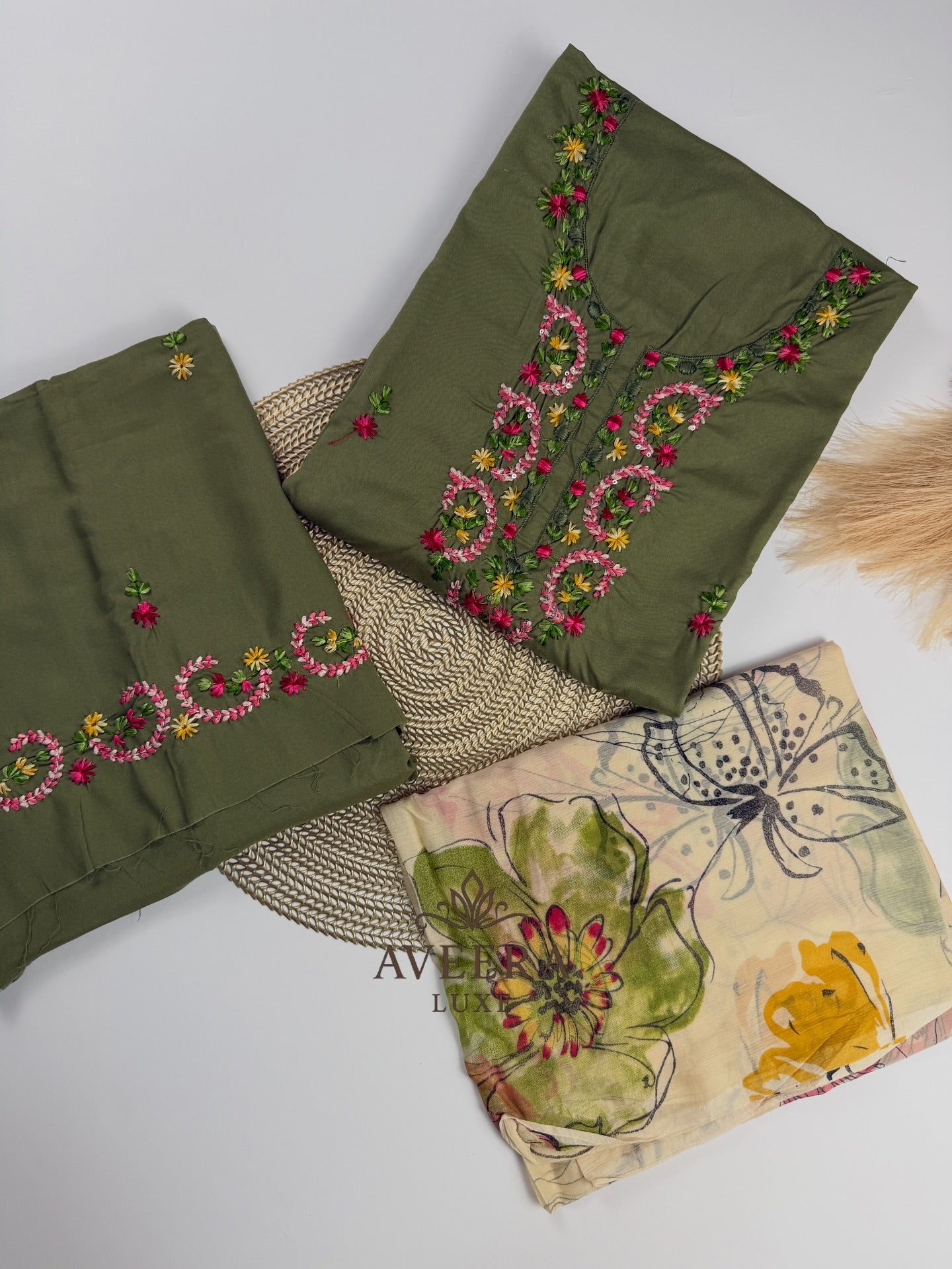 EID ARRIVALS - Unstitched Hand Embroidered Rayon Shalwar Suit